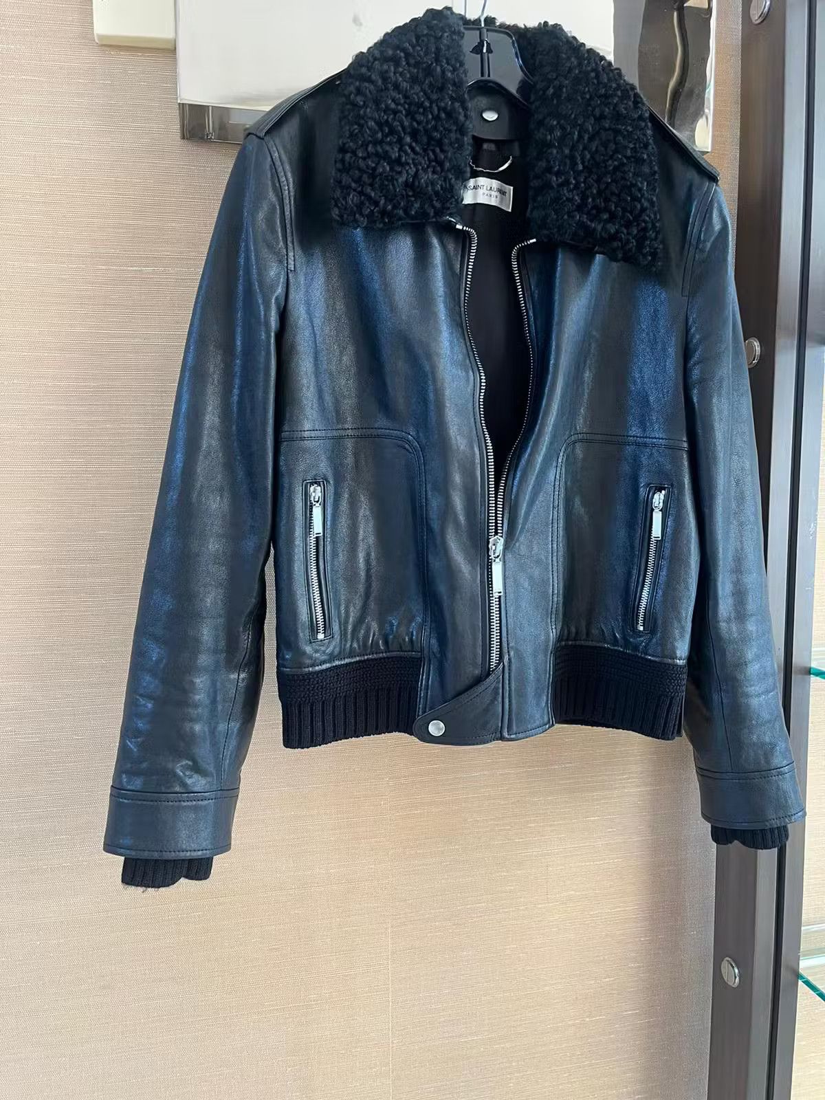 Saint Laurent Paris Shearling Collar Leather Jacket in Black Size US S / EU 44-46 / 1 - 21 Thumbnail