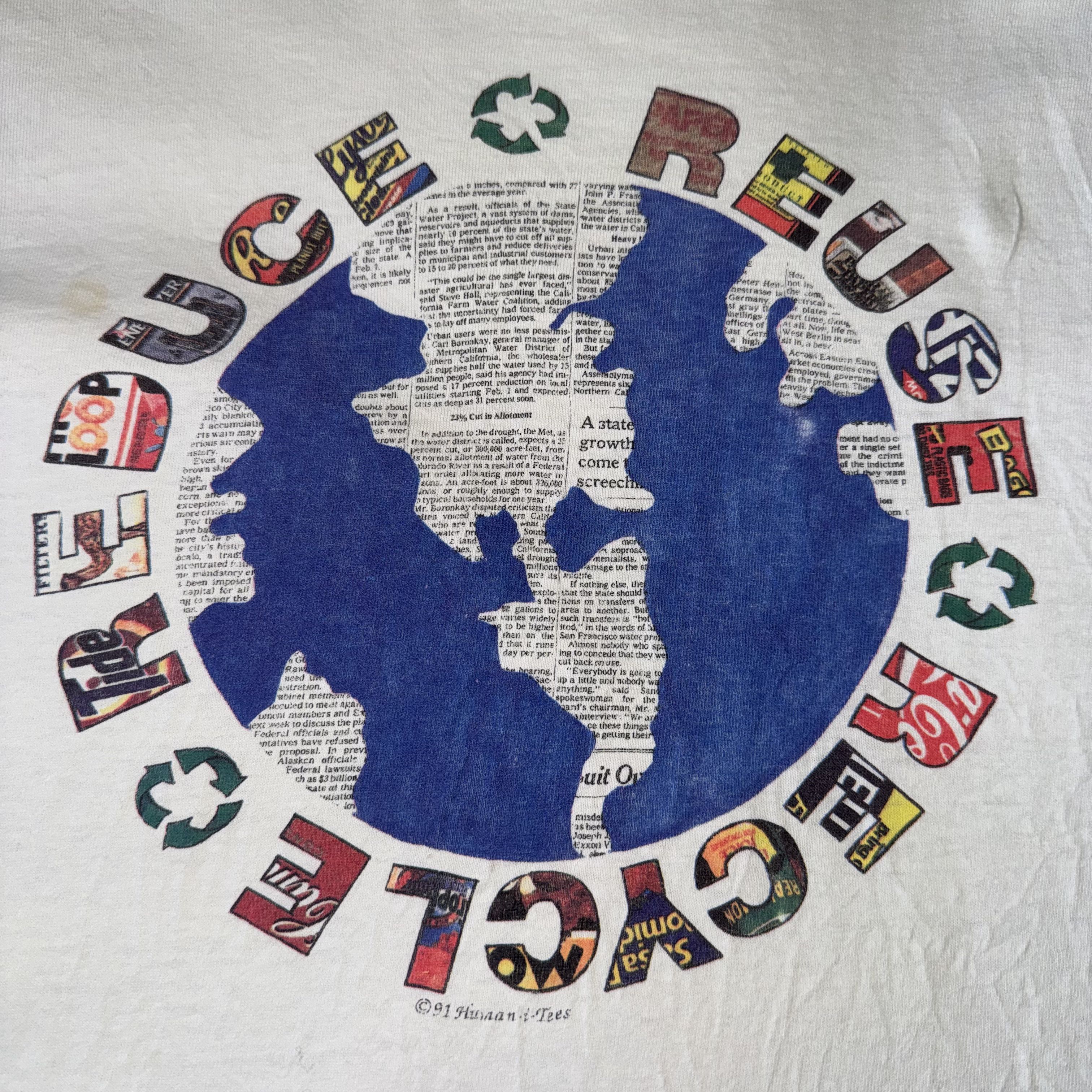 Vintage VTG Reduce Reuse Recycle T Shirt Brand Logo Globe 90s Size US M / EU 48-50 / 2 - 2 Thumbnail