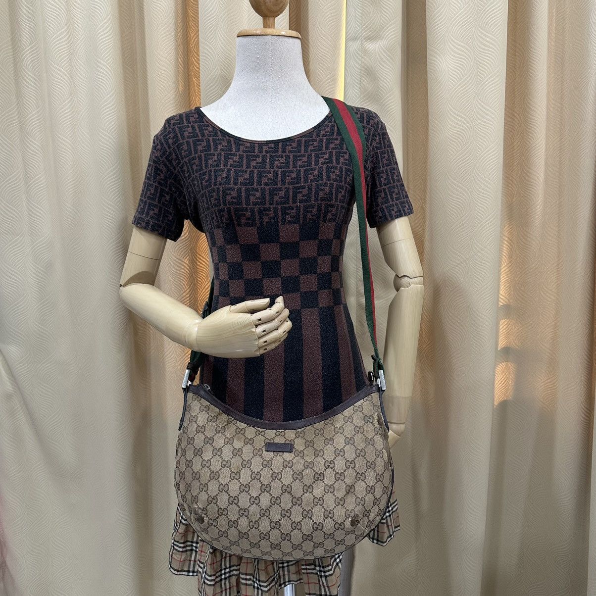 Gucci GUCCI GG WEB HALF MOON MEDIUM CROSSBODY BAG 17 Size ONE SIZE - 21 Thumbnail