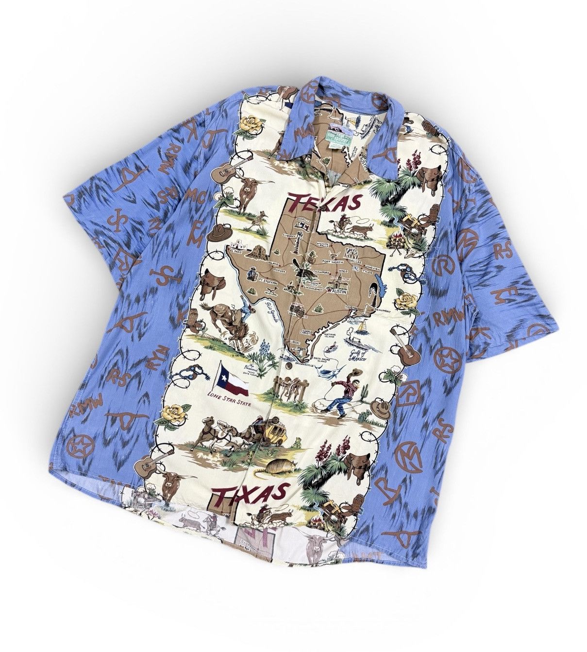 Reyn Spooner Vtg🔥Reyn Spooner Camp Collar Texas Map Hawaii Shirt Size US XXL / EU 58 / 5 - 6 Thumbnail