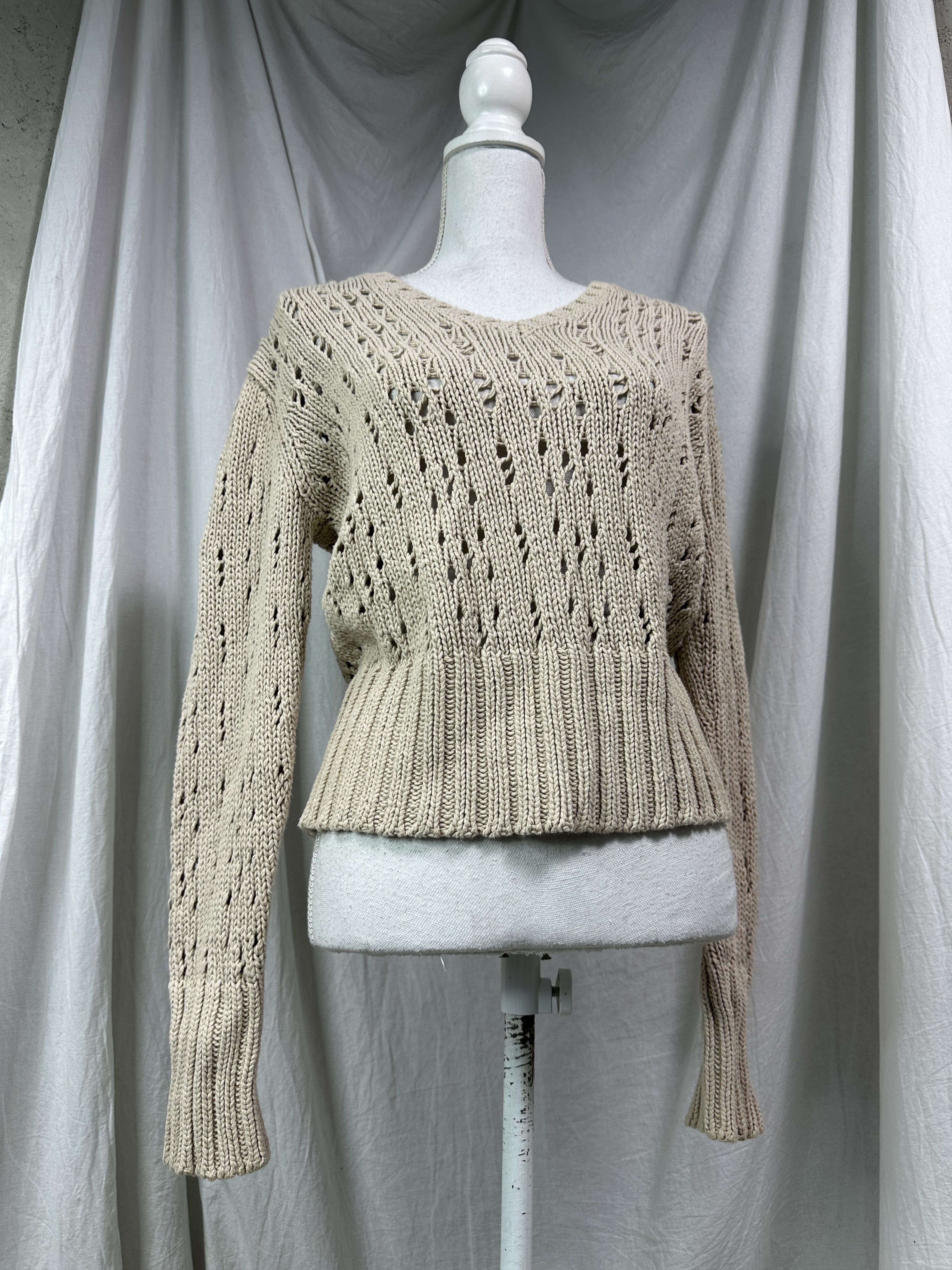 Vintage Vintage Avant Garde Cropped Distressed Sweater Y2K Size XL / US 12-14 / IT 48-50 - 1 Thumbnail