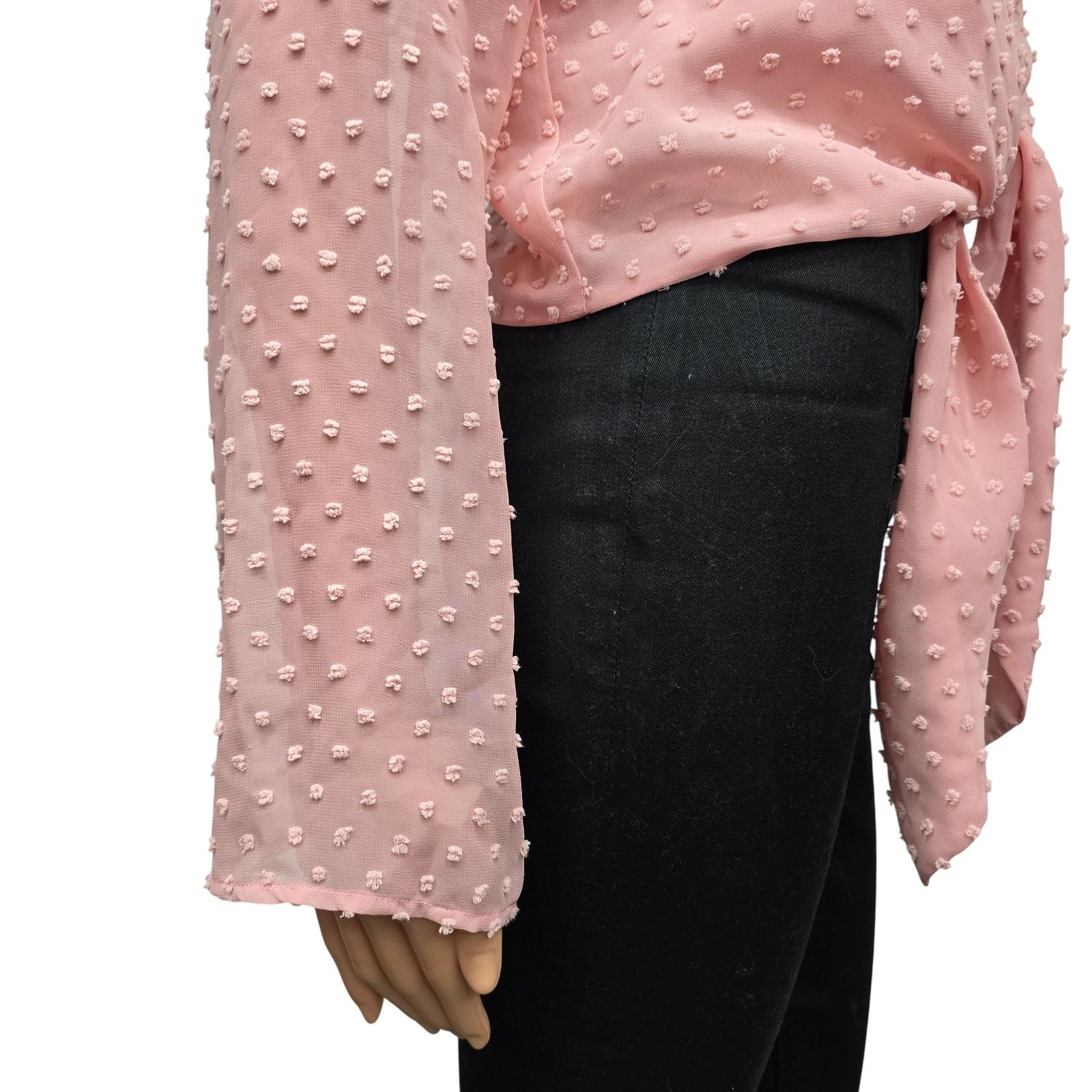 Bcbgmaxazria NWT $88 BCBGeneration Swiss Dot Long Sleeve Tie Front Top XS Size XS / US 0-2 / IT 36-38 - 9 Thumbnail