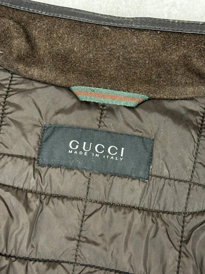 Gucci 2000s Gucci Brown Quilted Leather Jacket Size US L / EU 52-54 / 3 - 15 Thumbnail