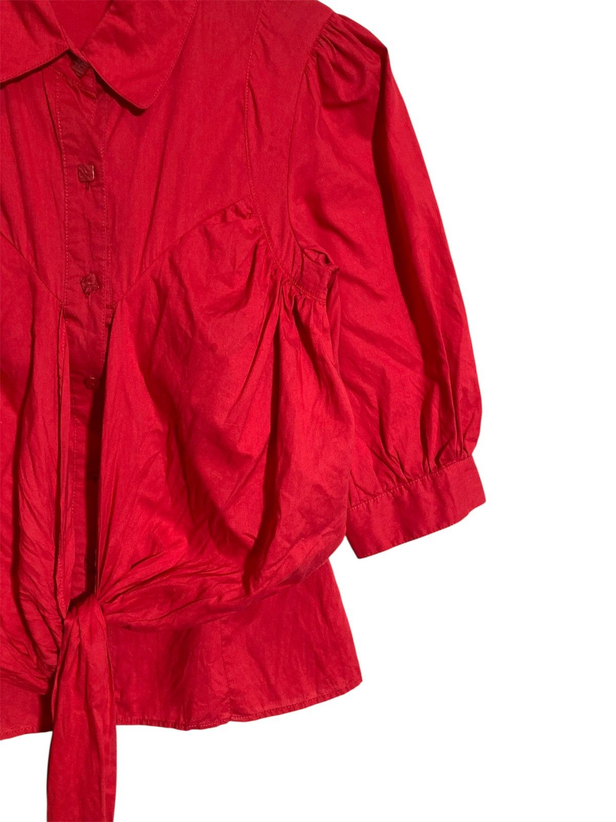 Kenzo 🇫🇷 Vintage Kenzo Blouse Top Women With Tie Front Red Luxury Size S / US 4 / IT 40 - 6 Thumbnail