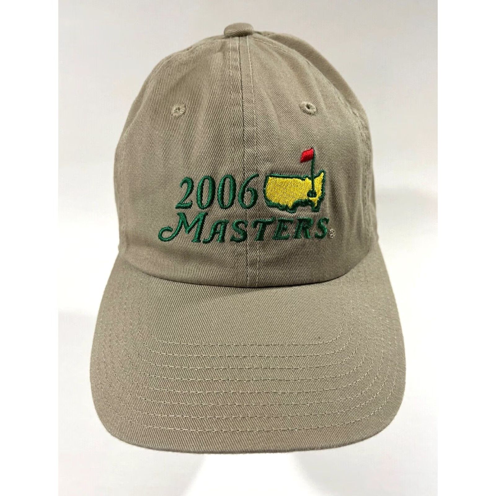 American Needle VINTAGE American Needle Strapback Hat Golf Hat Unisex Adults One Size Tan 2006 Masters Augusta National Cotton Adjustable Sports Golf Mens Women Size ONE SIZE - 2 Thumbnail