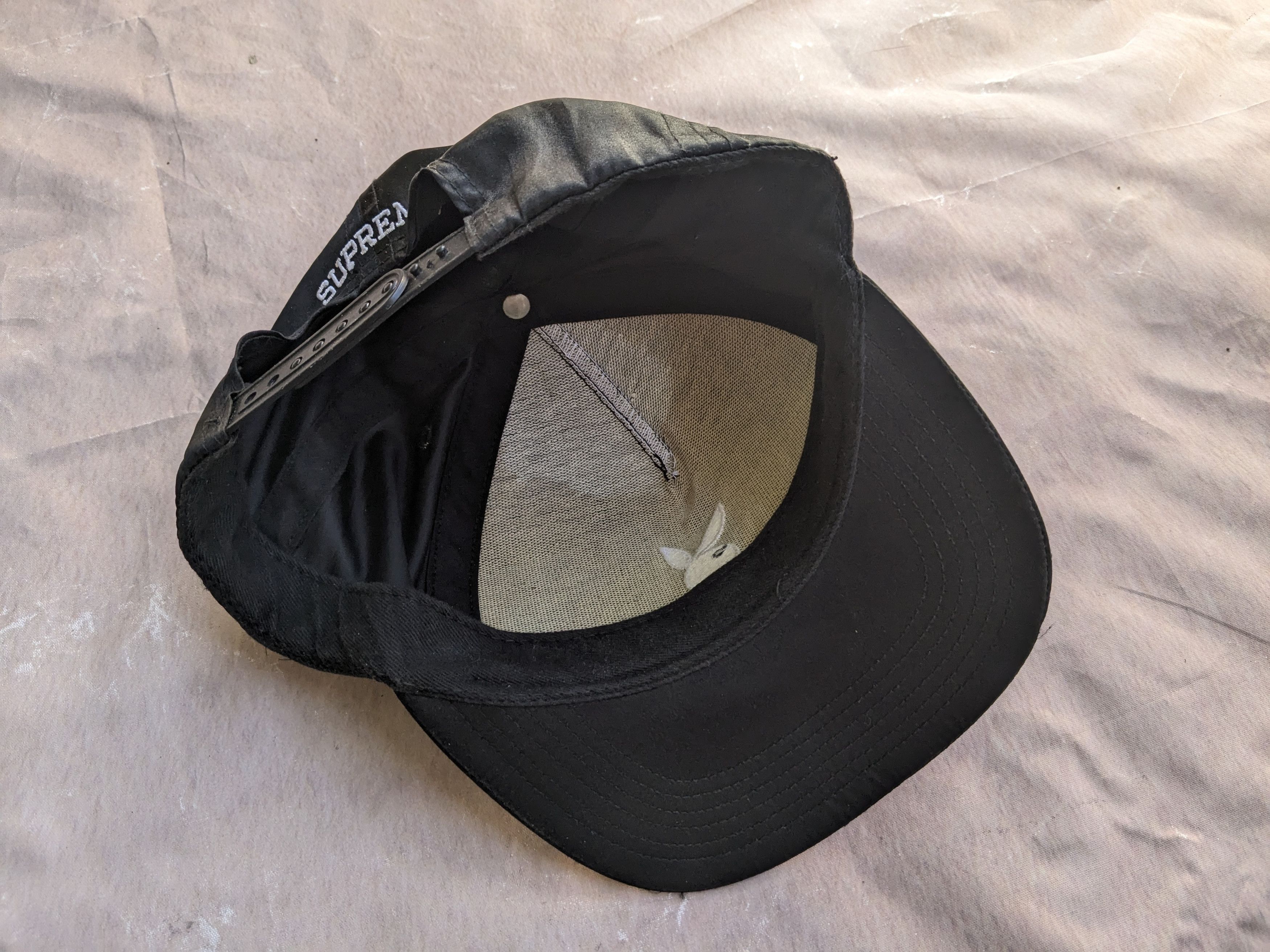 Supreme Supreme Playboy 6 Panel Black Satin Hat Cap Size ONE SIZE - 7 Thumbnail
