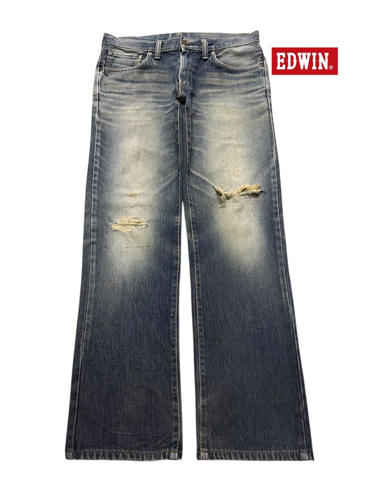 Edwin Vintage 90s Edwin 503 Faded Wash Distressed Regular Straight Size US 36 / EU 52 - 1 Thumbnail