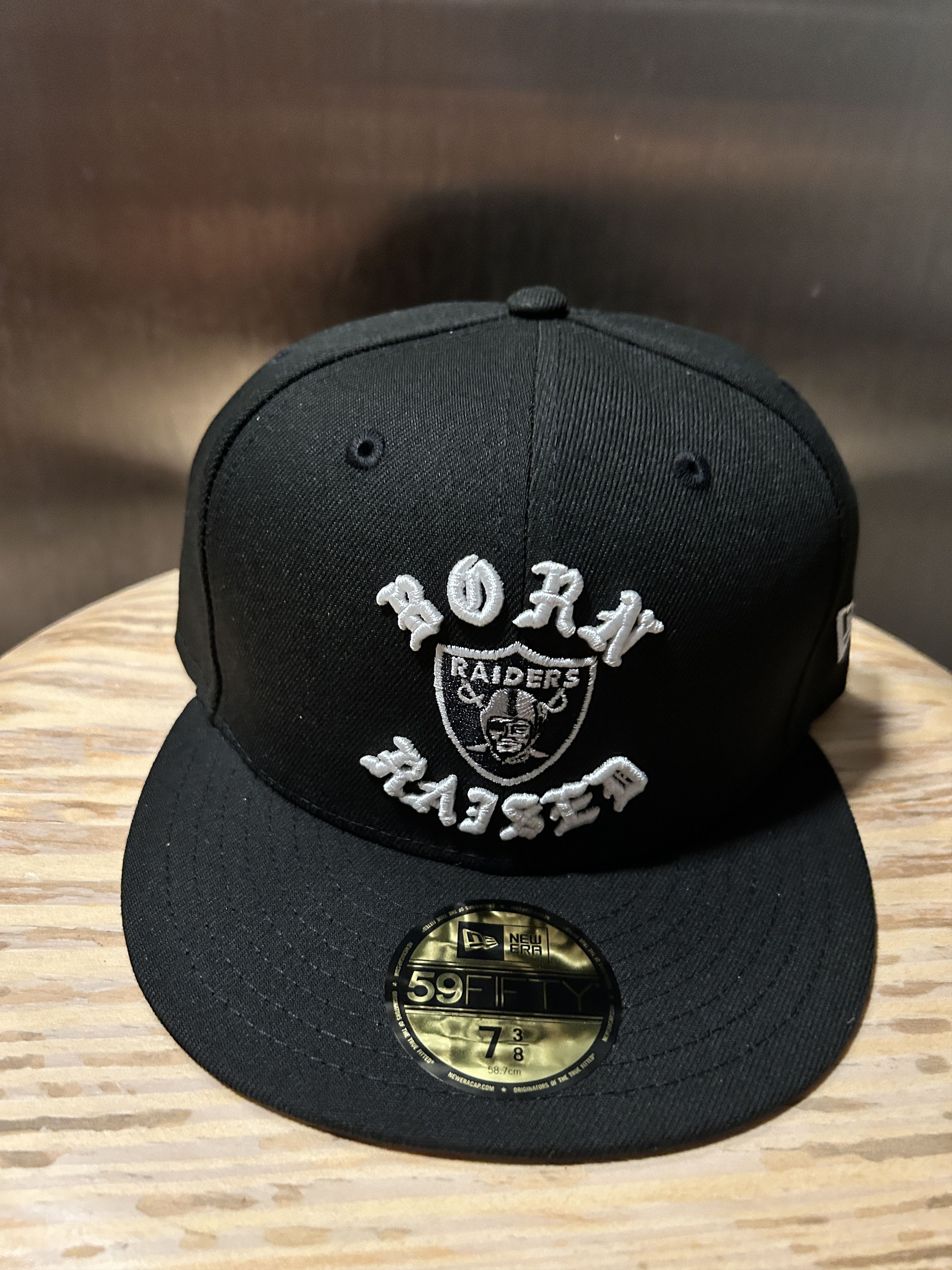 NFL (7 3/8) BORN X RAISED + RAIDERS FITTED ROCKER HAT: BLACK | Grailed