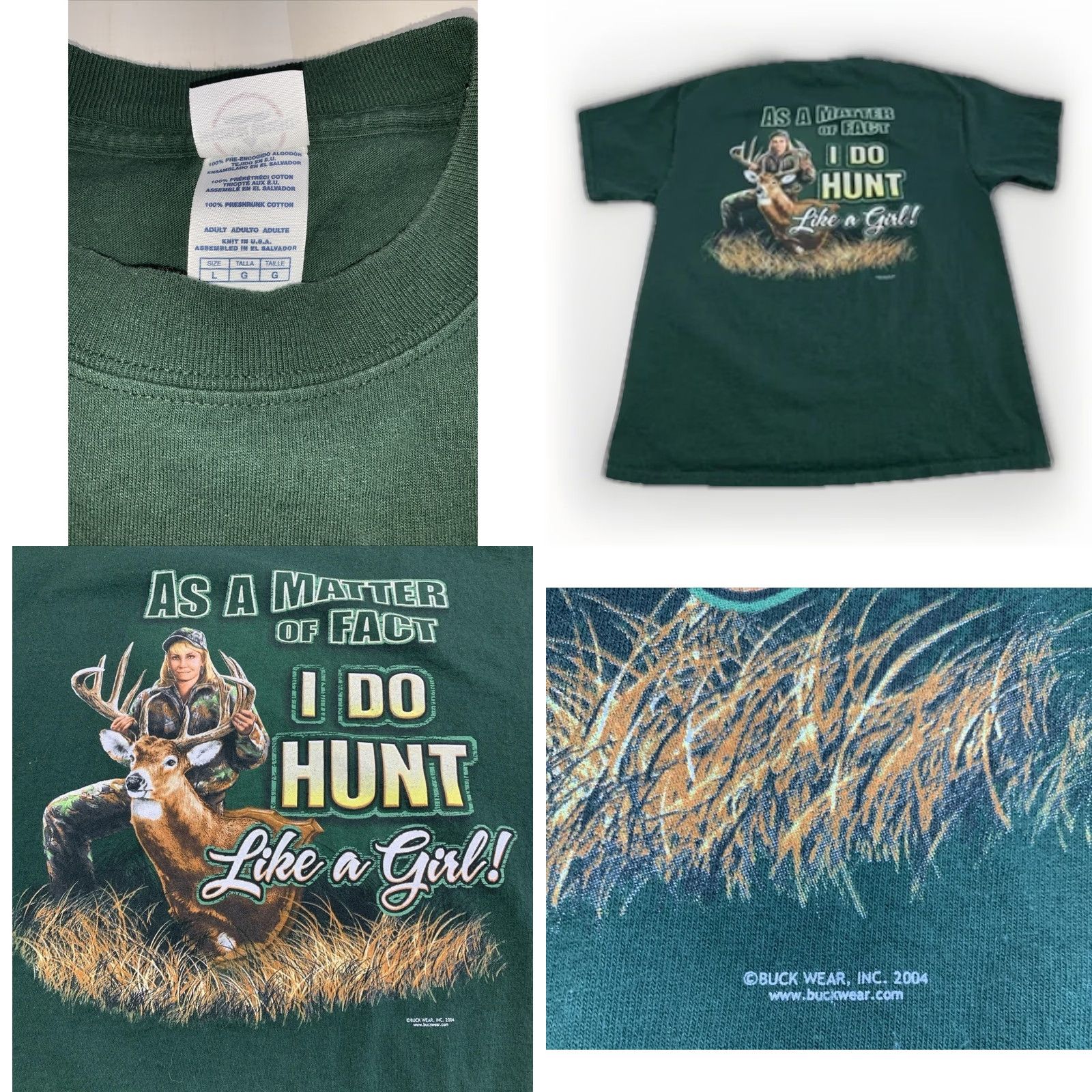 Delta VINTAGE Buck Wear 2004 Delta Magnum Weight Graphic Hunting T Shirt Large Women Green Size L / US 10 / IT 46 - 8 Thumbnail