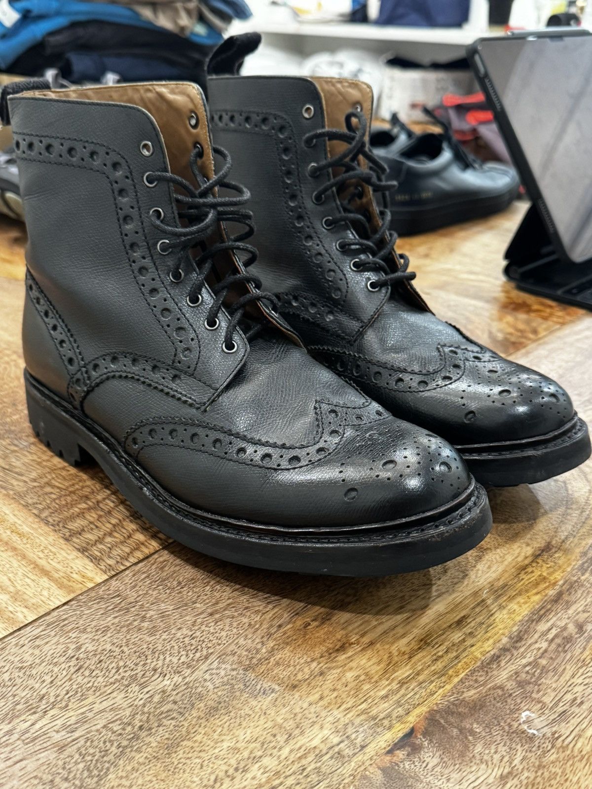 Grenson Grenson Fred Brogue Boots Black – UK 9 G, 8/10 Size US 10 / EU 43 - 1 Thumbnail
