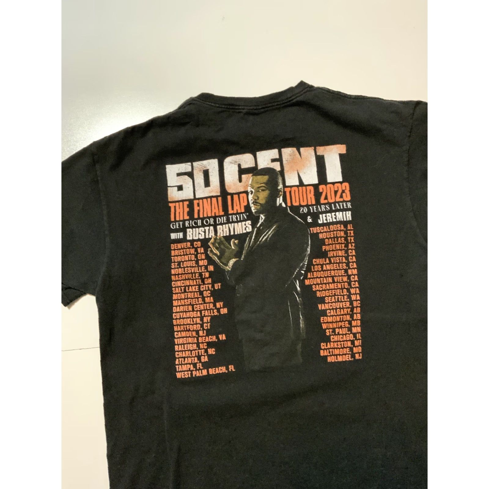 Delta 50 Cent Get Rich Or Die Tryin Final Lap Tour 23’ Busta Rhymes Hip Hop T-Shirt XL Men Black Delta Pro Weight Tag Size US XL / EU 56 / 4 - 6 Thumbnail