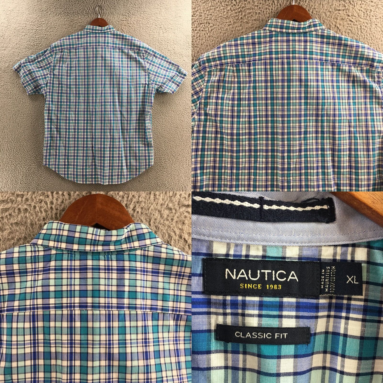 Nautica Nautica Button-Down Shirt Mens XL Multi Plaid Cotton Short Sleeve Classic Fit Shirt Size US XL / EU 56 / 4 - 8 Thumbnail