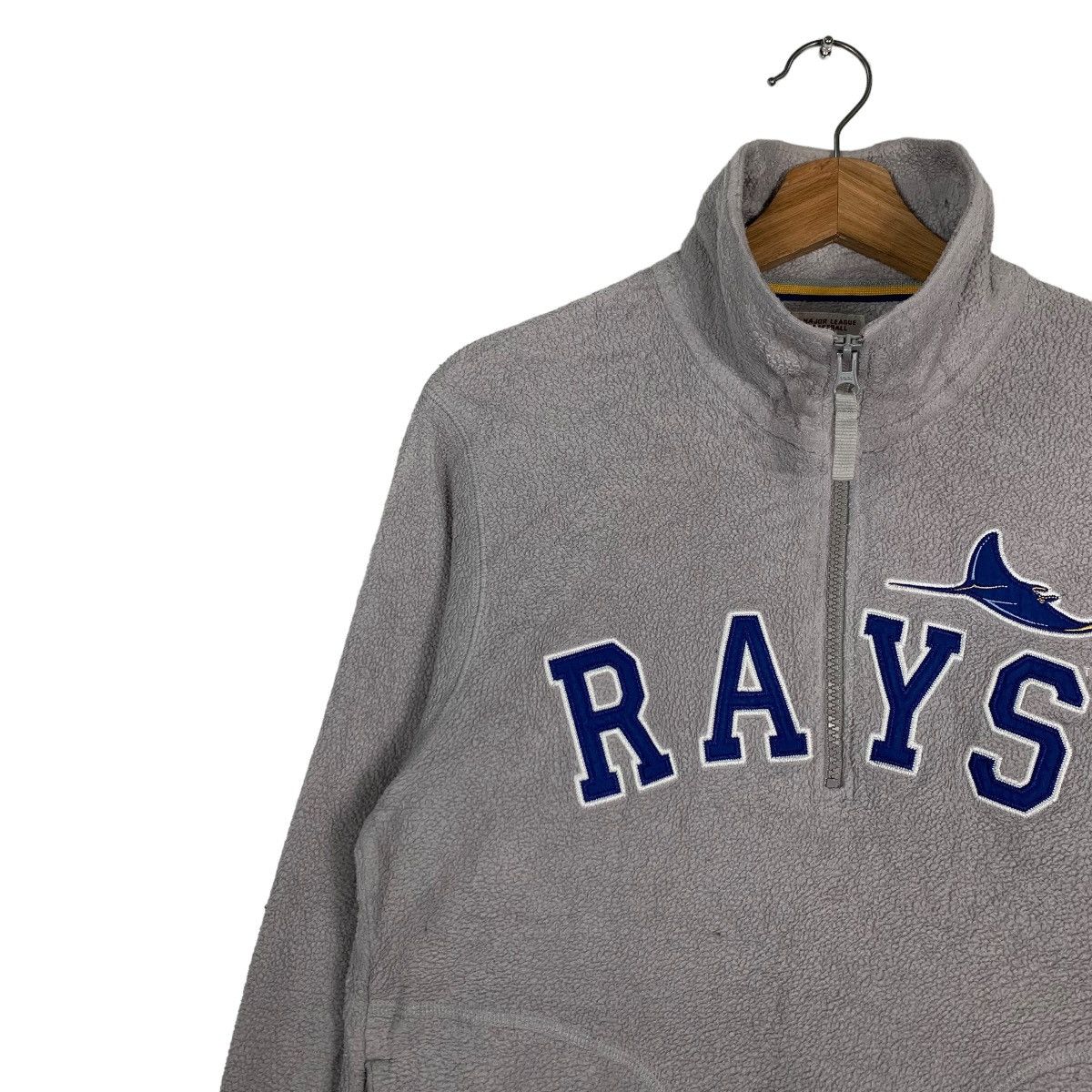Japanese Brand MLB RAYS SPELLOUT BIG LOGO HALF ZIP FLEECE SWEATER #0005-C1 Size US M / EU 48-50 / 2 - 7 Thumbnail