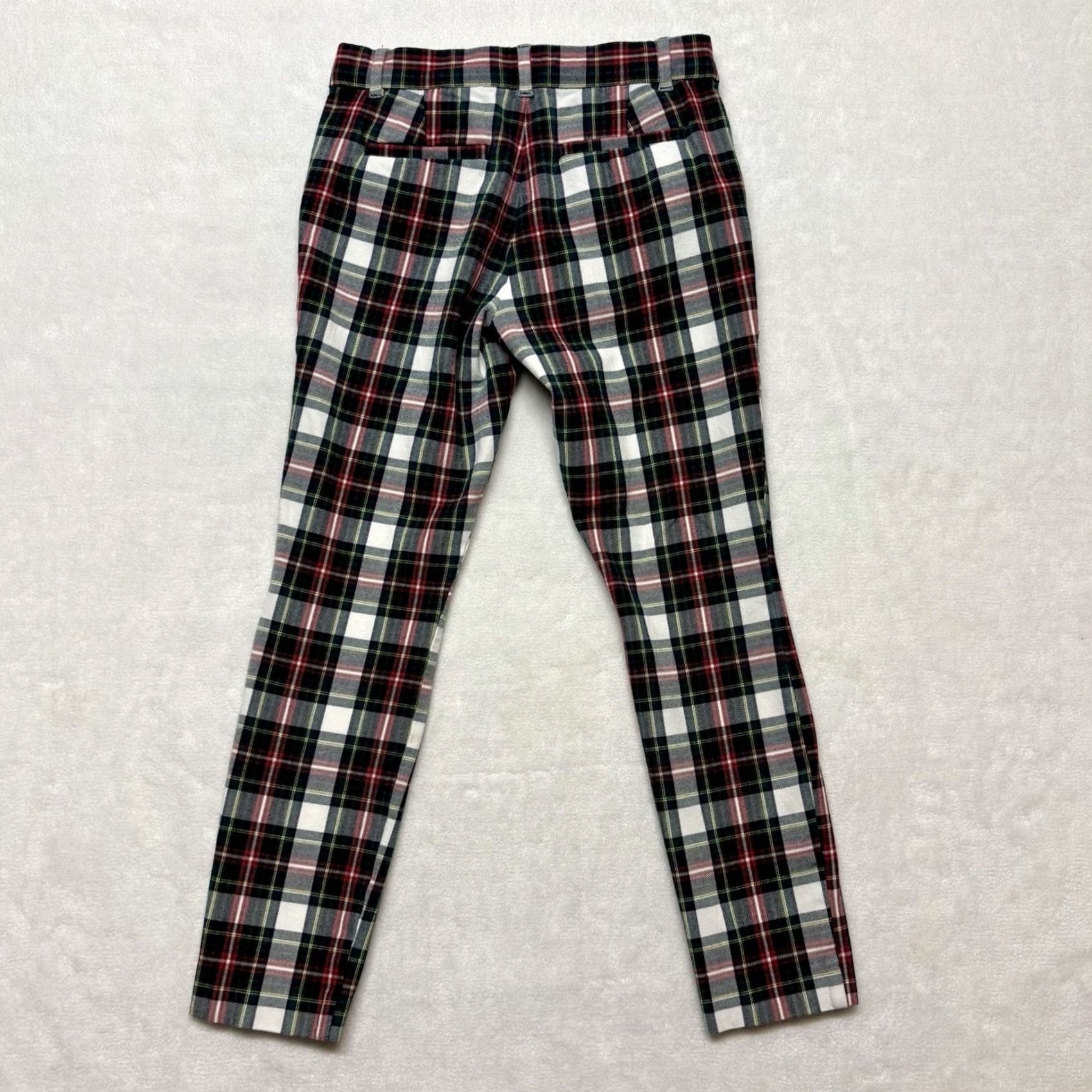 Gap GAP Tartan Plaid Pants Size 0 White Red Green - Preowned Skinny Ankle Size 26" / US 2 / IT 38 - 3 Thumbnail