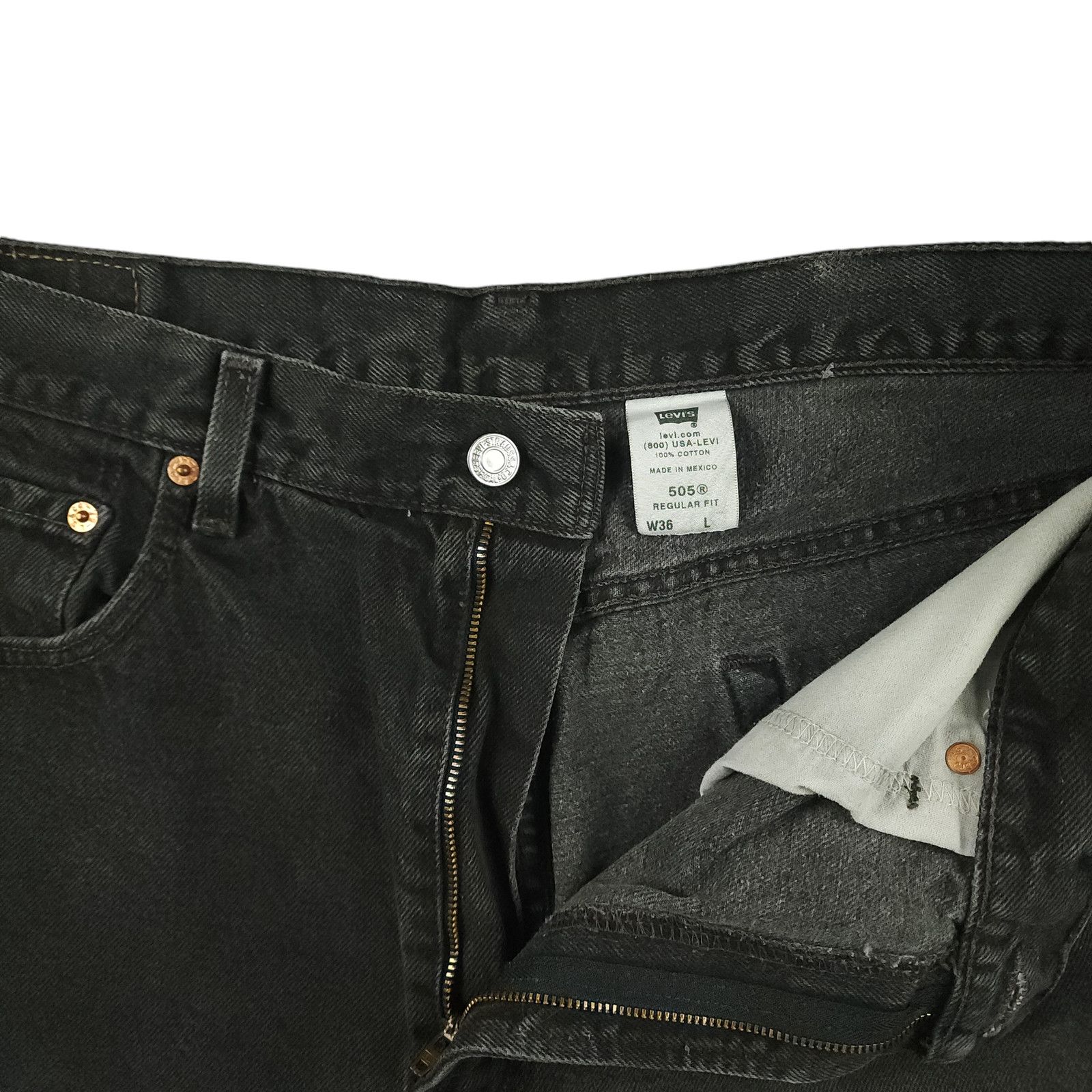 Levi's × Vintage Levis 505 Vtg Y2K Regular Fit Bermuda Faded Black 20" 36 Size US 36 / EU 52 - 4 Thumbnail