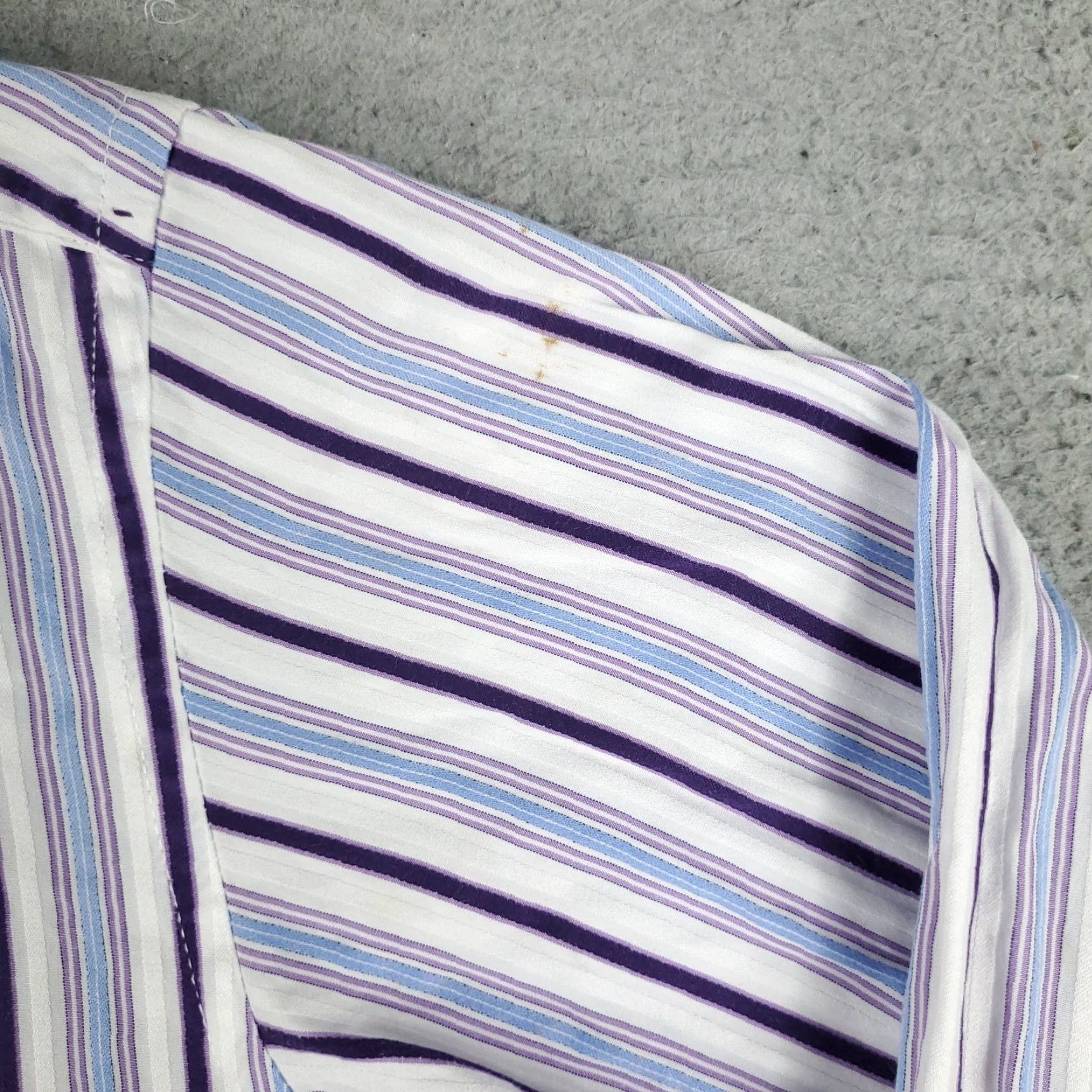 BUGATCHI Bugatchi Uomo Shirt Mens Medium Purple Striped Button-Up Long Sleeve Cotton Pocket Collared Regular Fit Size US M / EU 48-50 / 2 - 6 Thumbnail