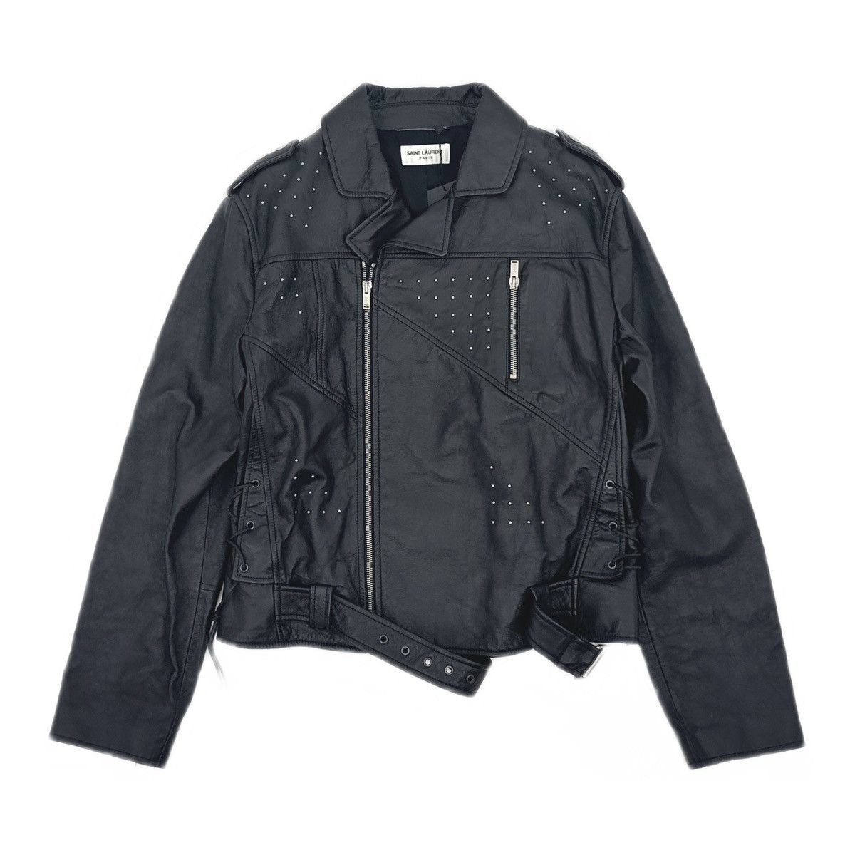 Saint Laurent Paris Saint Laurent Aged Leather Motorcycle Jacket Size US M / EU 48-50 / 2 - 1 Thumbnail
