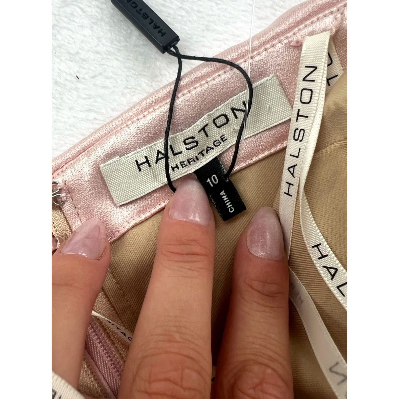 Halston Halston Heritage Barely Pink Strapless Gown Satin Silk Overlay Size 10 Women Party Cocktail Long Dress with Side Zip NWT Size L / US 10 / IT 46 - 4 Thumbnail