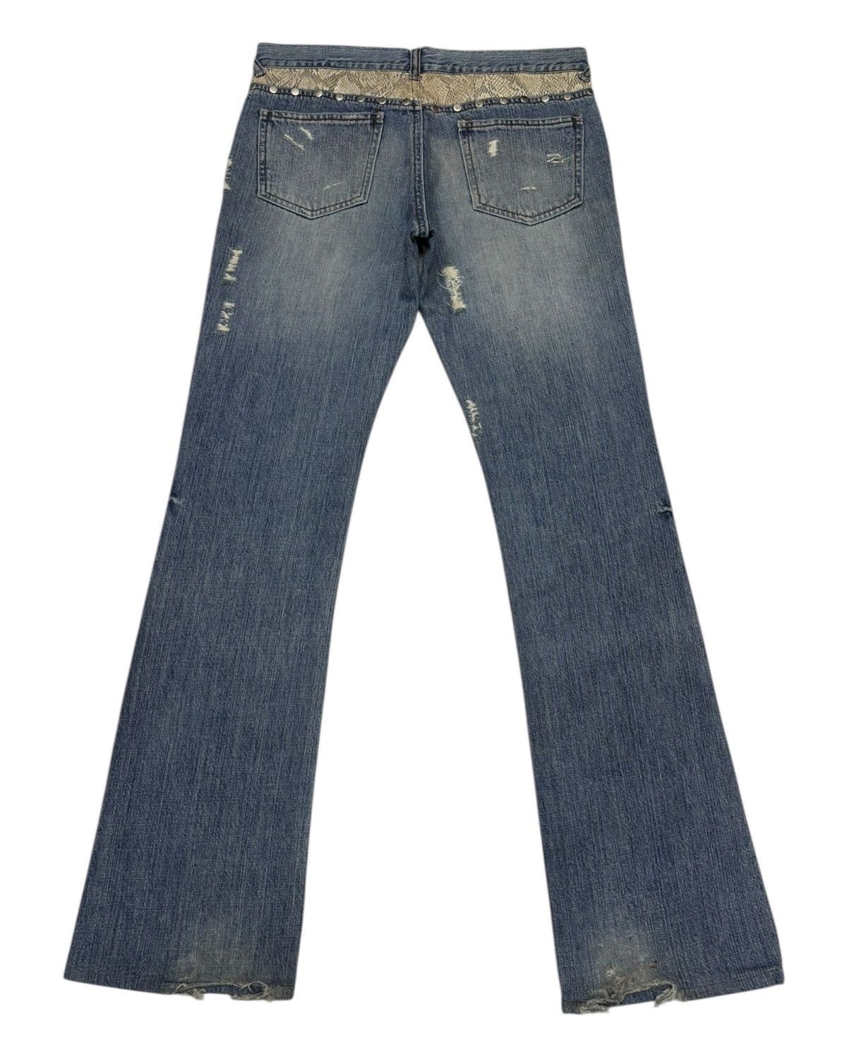 Le Grande Bleu (L.G.B.) × Tornado Mart FLARE JEANS SNAKE SKIN PYTHON AGATE SLIM DISTRESSED DENIM Size US 30 / EU 46 - 3 Thumbnail