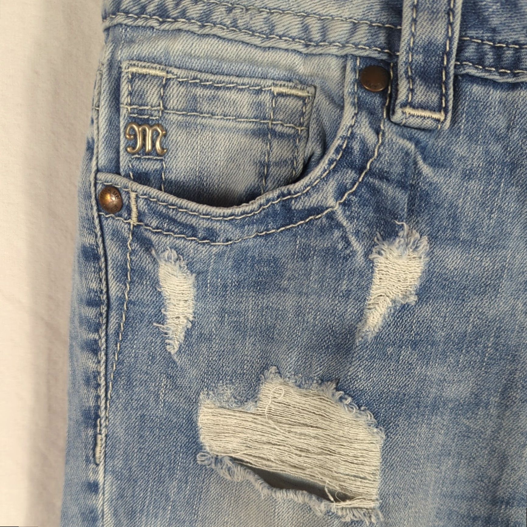 Miss Me VINTAGE Miss Me Womens Jeans Cuffed Skinny Size 27 Distressed Patchwork Denim Boots? No, exclude boots. Size 27" / US 4 / IT 40 - 3 Thumbnail