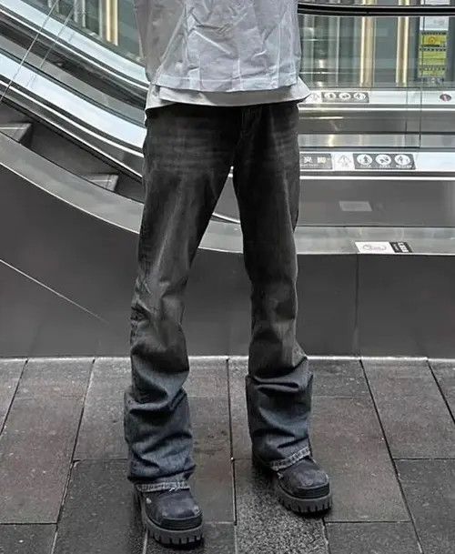 image of Vintage Micro Rugged Washed Boot Cut Jean in Black, Men's (Size 32)