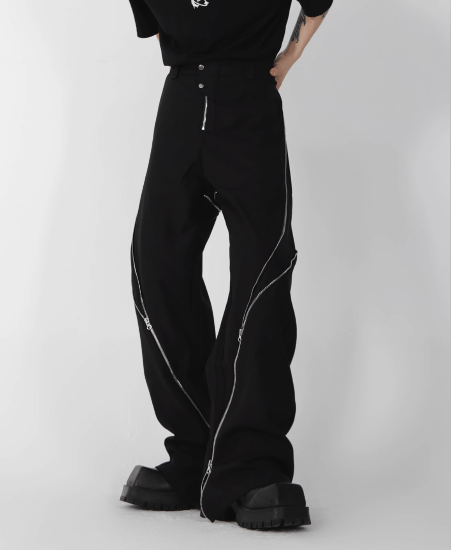 Vision Streetwear Y2K Black Zippered Baggy Wide Leg Casual Pants Size US 34 / EU 50 - 1 Thumbnail