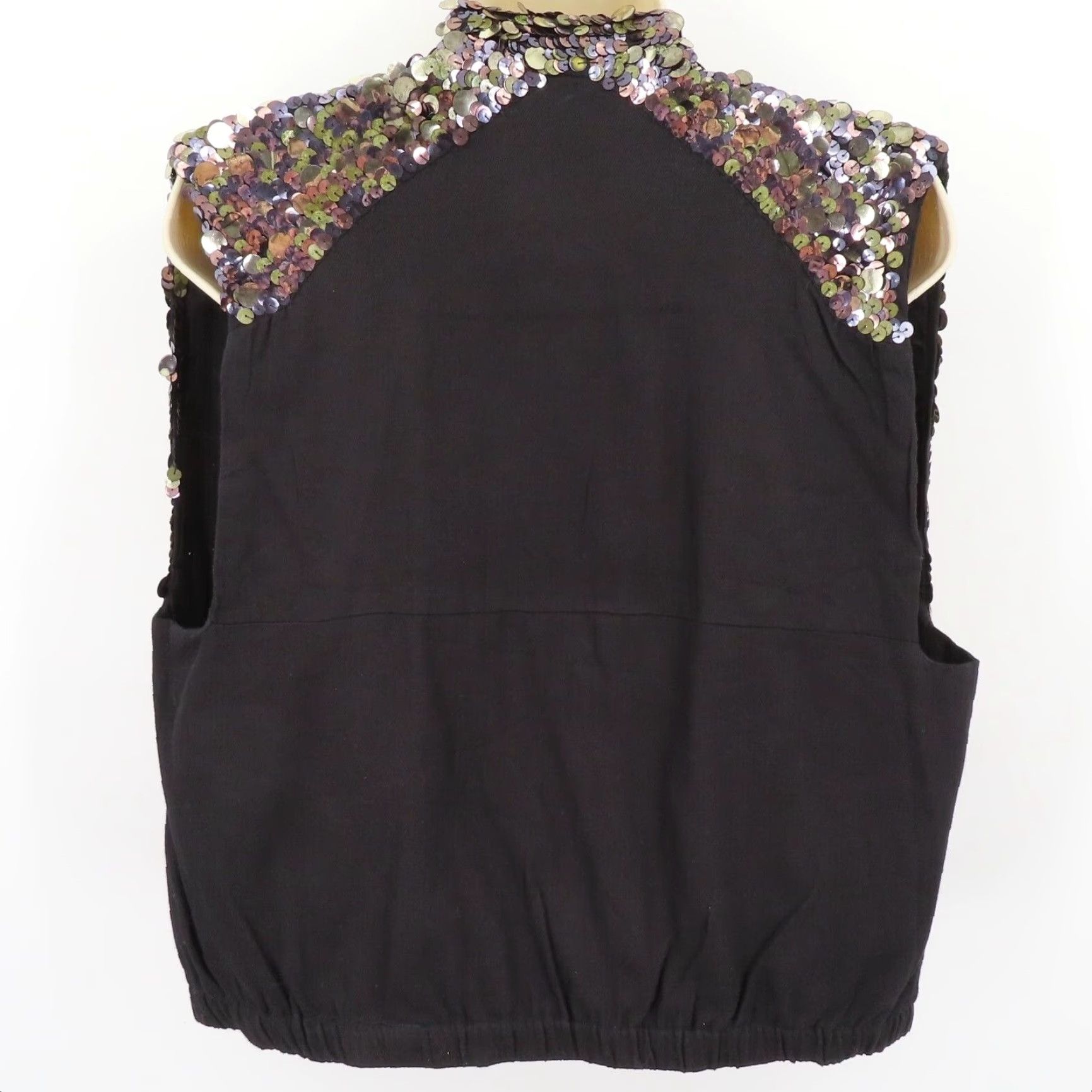 Maison Scotch VINTAGE: No — Maison Scotch Boudoir Women 2 Metallic Sequin Front Black Sleeveless Vest Top Blouse Sleeveless Sequin Woman 2 Black Modern Fashion Size XS / US 0-2 / IT 36-38 - 4 Thumbnail