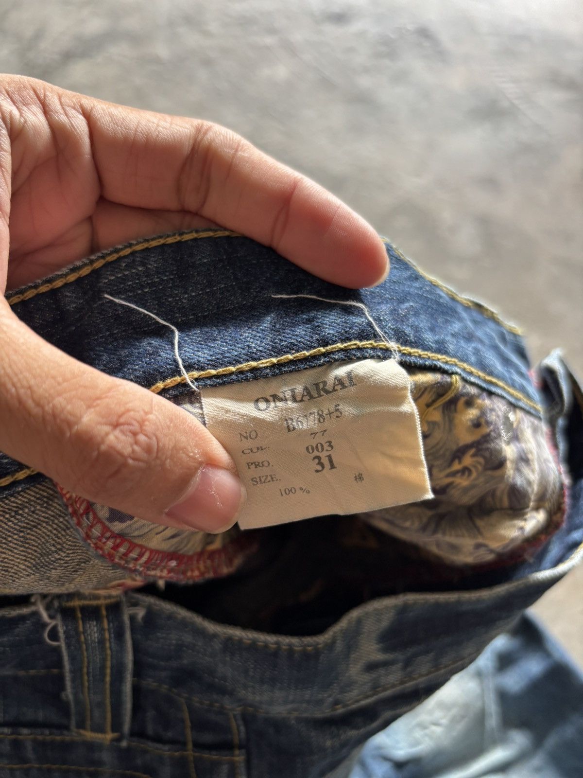 Karakuri Tamashii ONIARAI JAPANESE DENIM washed whiskered mud rusty style Size US 31 - 7 Thumbnail