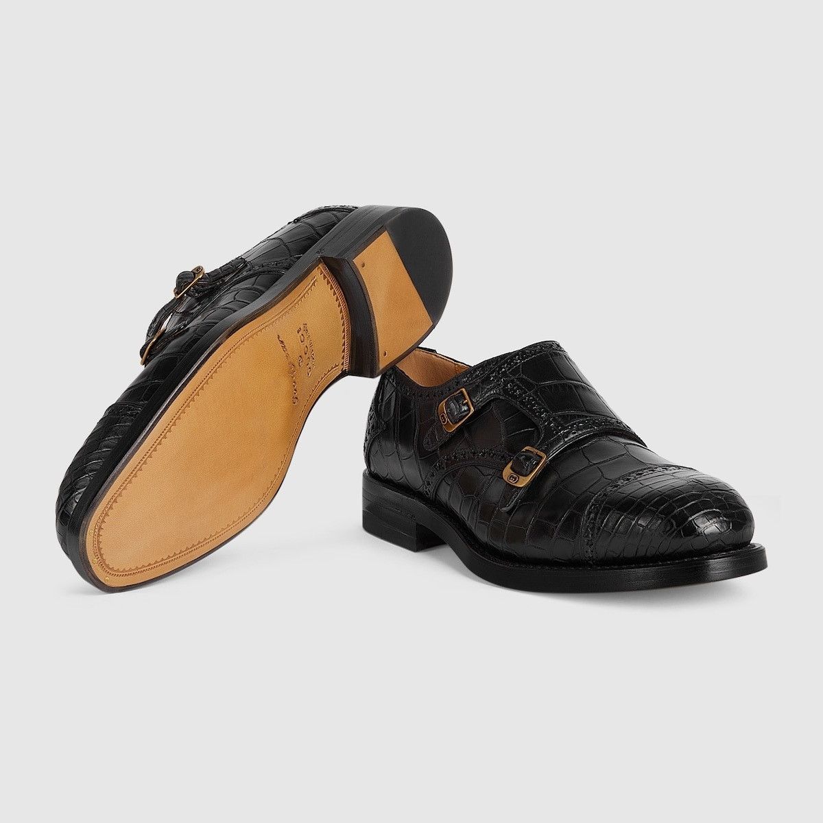 o1s1wg110225 Men's Monk Strap Shoes in Black