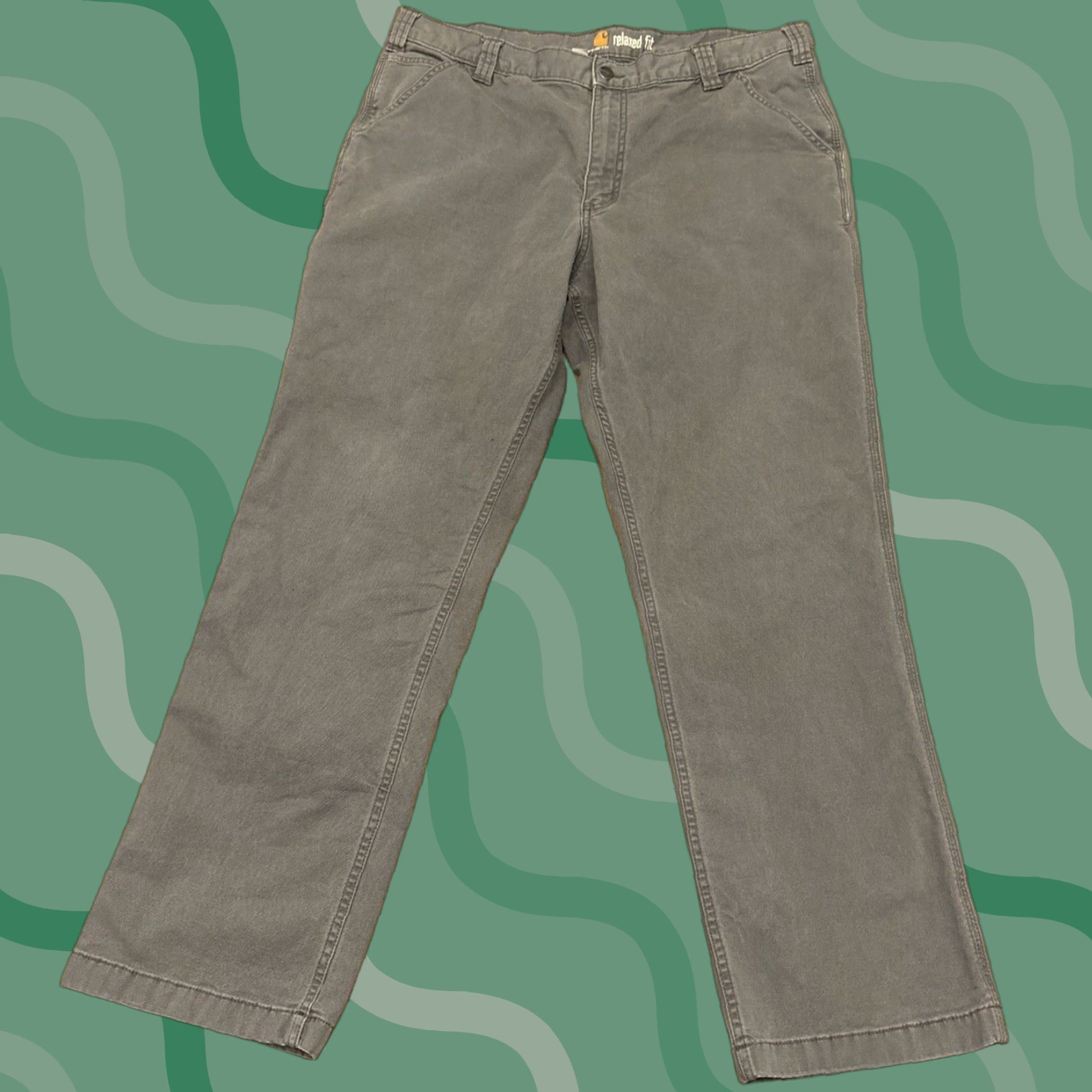Carhartt Carhartt Canvas Work Pants - Rugged Flex Relaxed Fit - 38x32 - Gray - Men Size US 38 / EU 54 - 1 Thumbnail