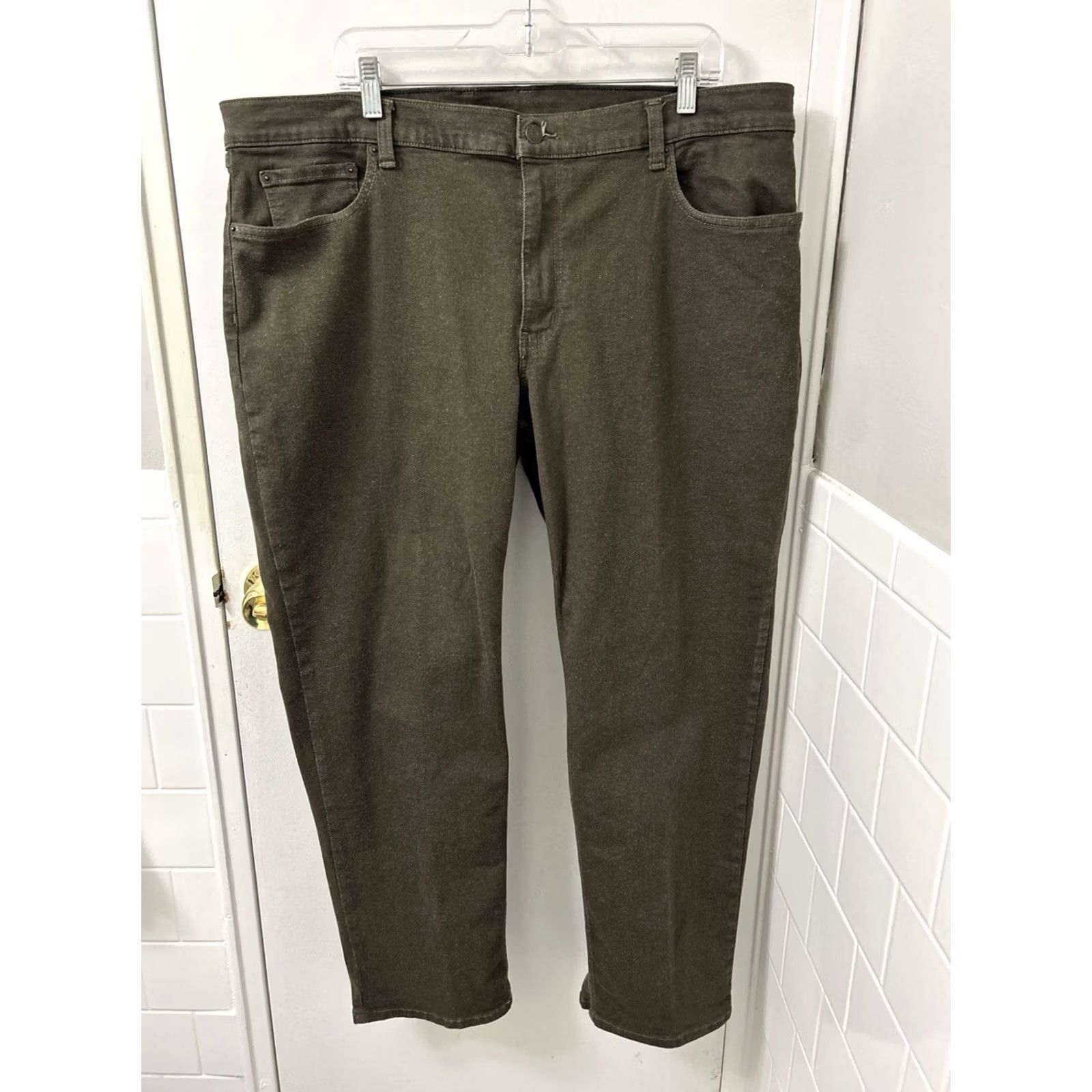Denime LLBean BeanFlex Jeans Mens 40x29 Slim Straight Denim Brown Zip Button 5-Pocket Mens Size US 40 / EU 56 - 2 Thumbnail