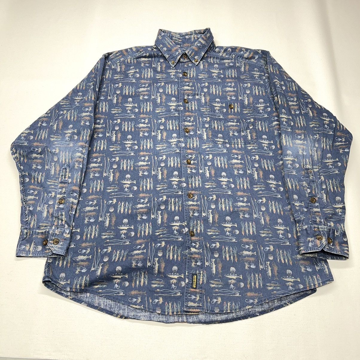 Vintage × Woolrich Woolen Mills VTG Woolrich Shirt Blue Button Down Fish Fishing Long Sleeve Size US L / EU 52-54 / 3 - 1 Thumbnail