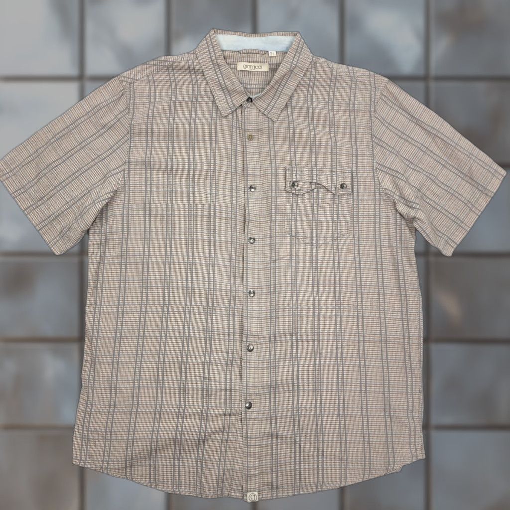 Gramicci Gramicci Shirt Main Selling Point Plaid Short Sleeve Button-Up Casual Men's XL Brown Gray Cotton Snap Size US XL / EU 56 / 4 - 1 Thumbnail