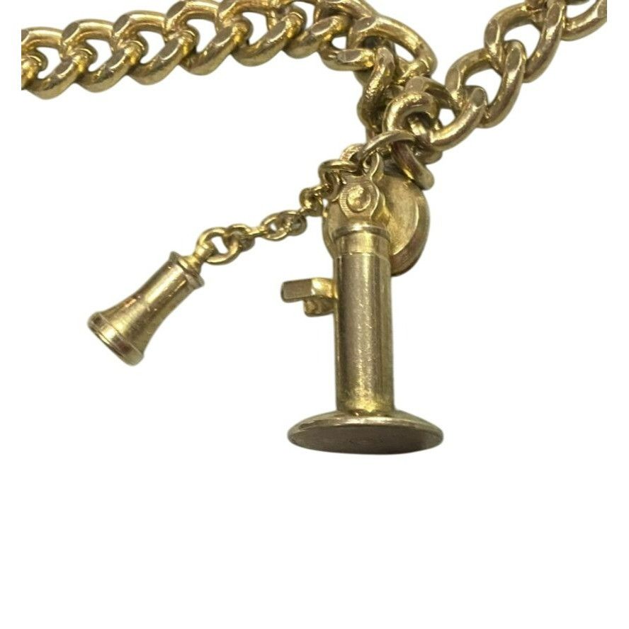 Other Vintage Gold-Tone Telephone Charm Bracelet With Chain Link D Size ONE SIZE - 7 Thumbnail