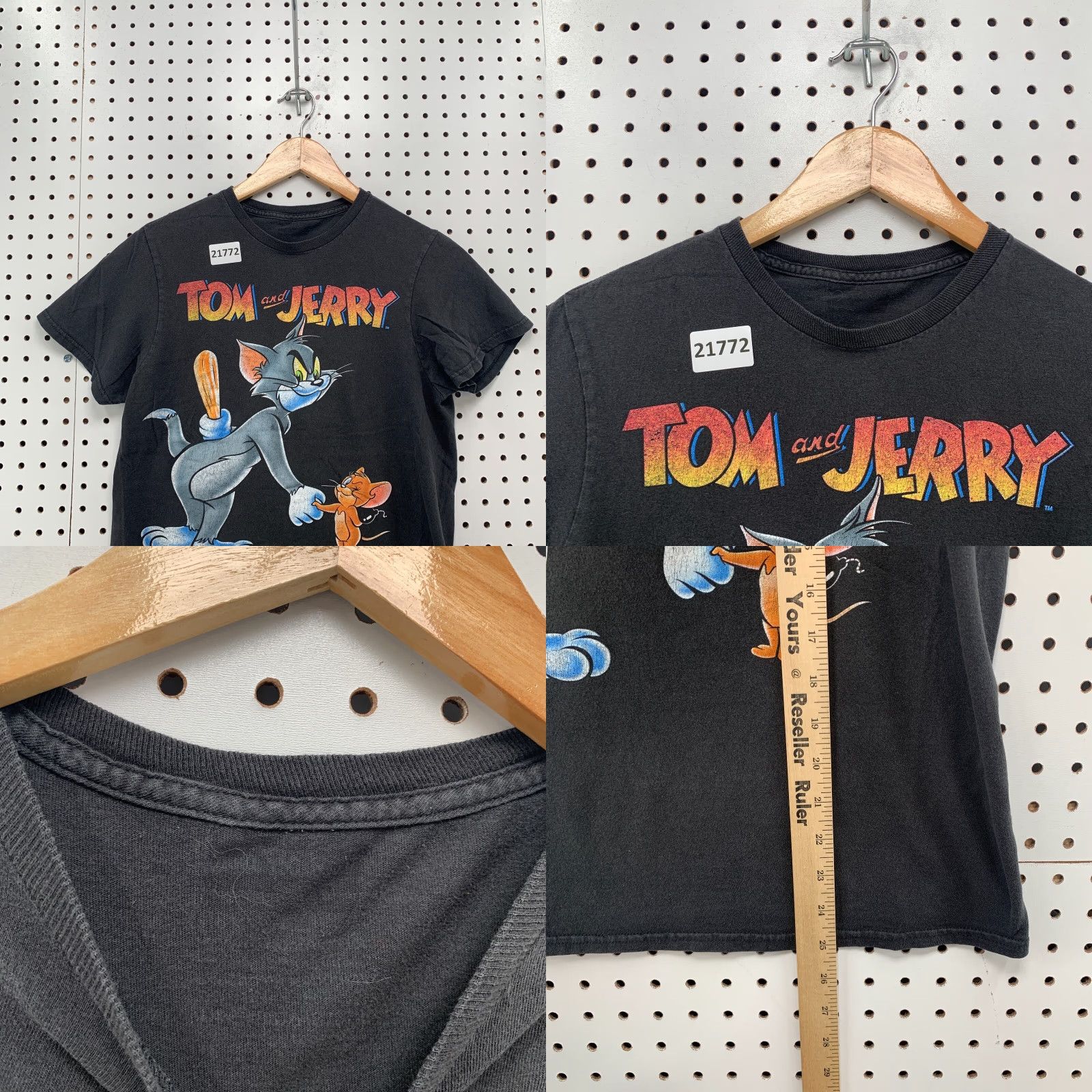 Vintage Tom And Jerry Shirt Black Womens Medium 17x25 Cartoon Tee Short Sleeve Size M / US 6-8 / IT 42-44 - 8 Thumbnail