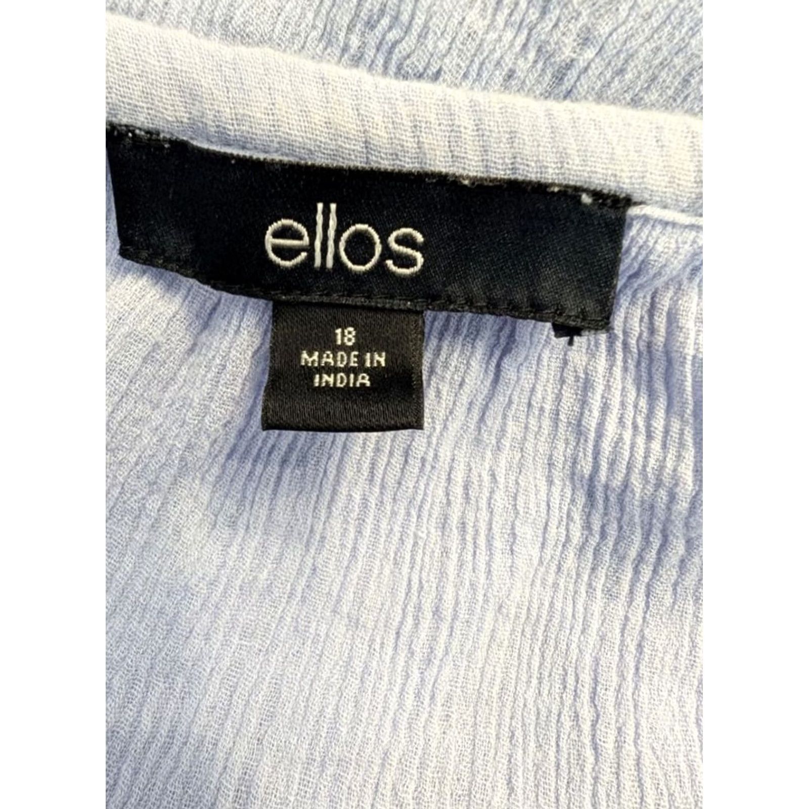 Vintage Ellos Light Blue Balloon Sleeve 100% Cotton Embroidered Top Womens Size 18 Boho Size XXL / US 16-18 / IT 52-54 - 6 Thumbnail