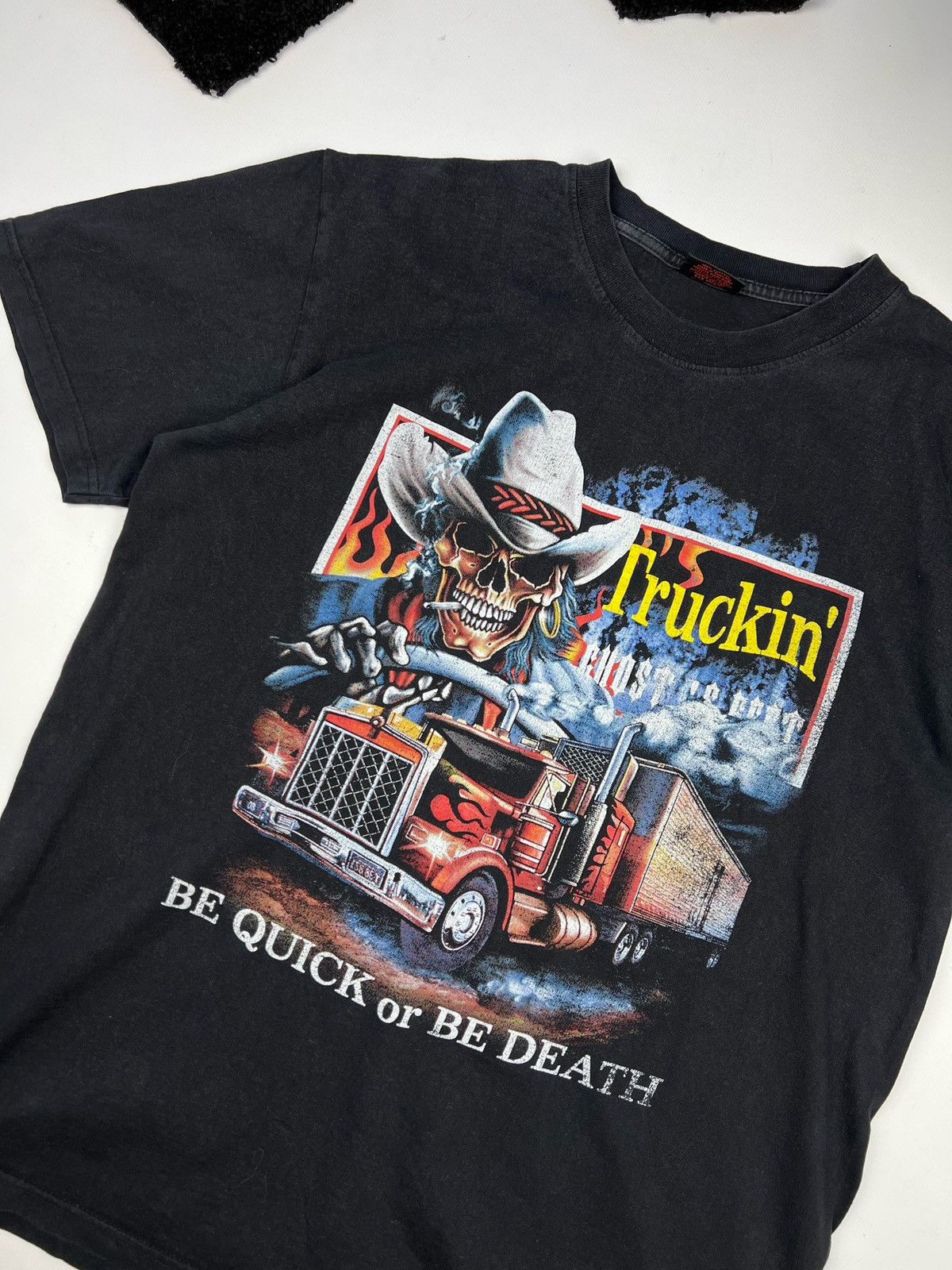 Harley Davidson × Vintage Vintage Truckers only 3D Emblem style T-shirt bone skull Size US XL / EU 56 / 4 - 4 Thumbnail