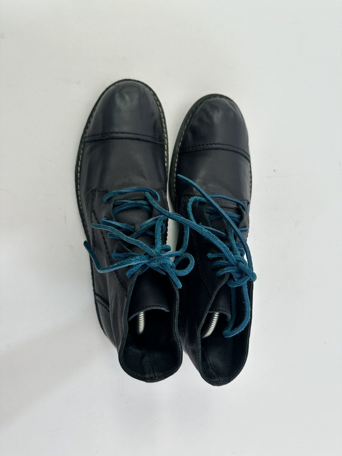 Japanese Brand Yohji Yamamoto Garment Dyed Dark Navy Leather Combat Boots Size US 7.5 / EU 40-41 - 5 Thumbnail