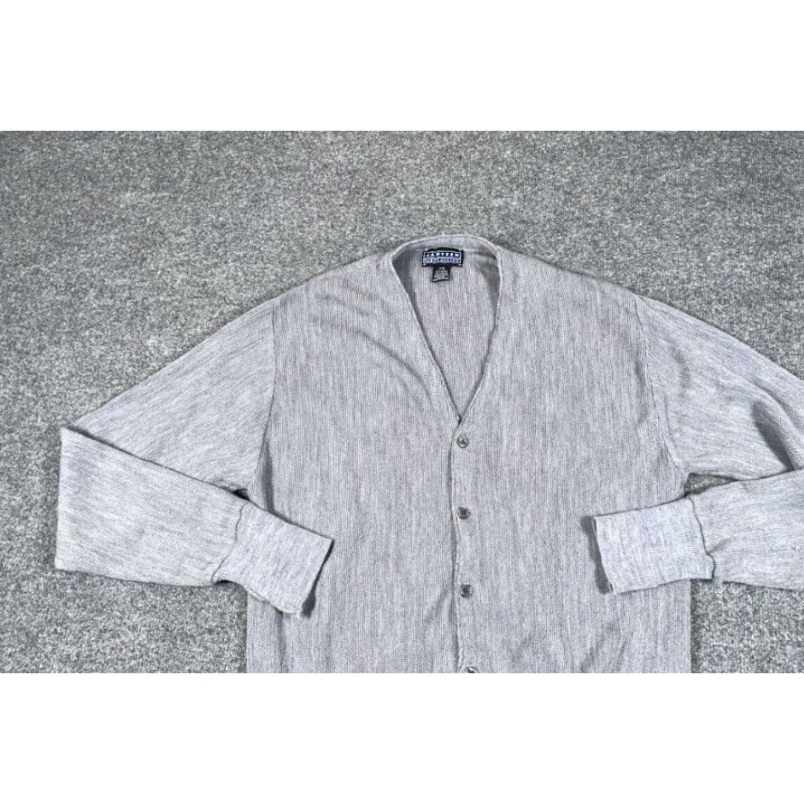 Jantzen VINTAGE Jantzen Cardigan Sweater Adult Large Gray Lightweight Knit 80s 90s Mens Size US L / EU 52-54 / 3 - 7 Thumbnail