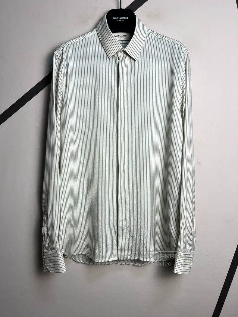Saint Laurent Paris Saint Laurent Paris size 37 Black and White Striped Silk S Size US XS / EU 42 / 0 - 1 Thumbnail