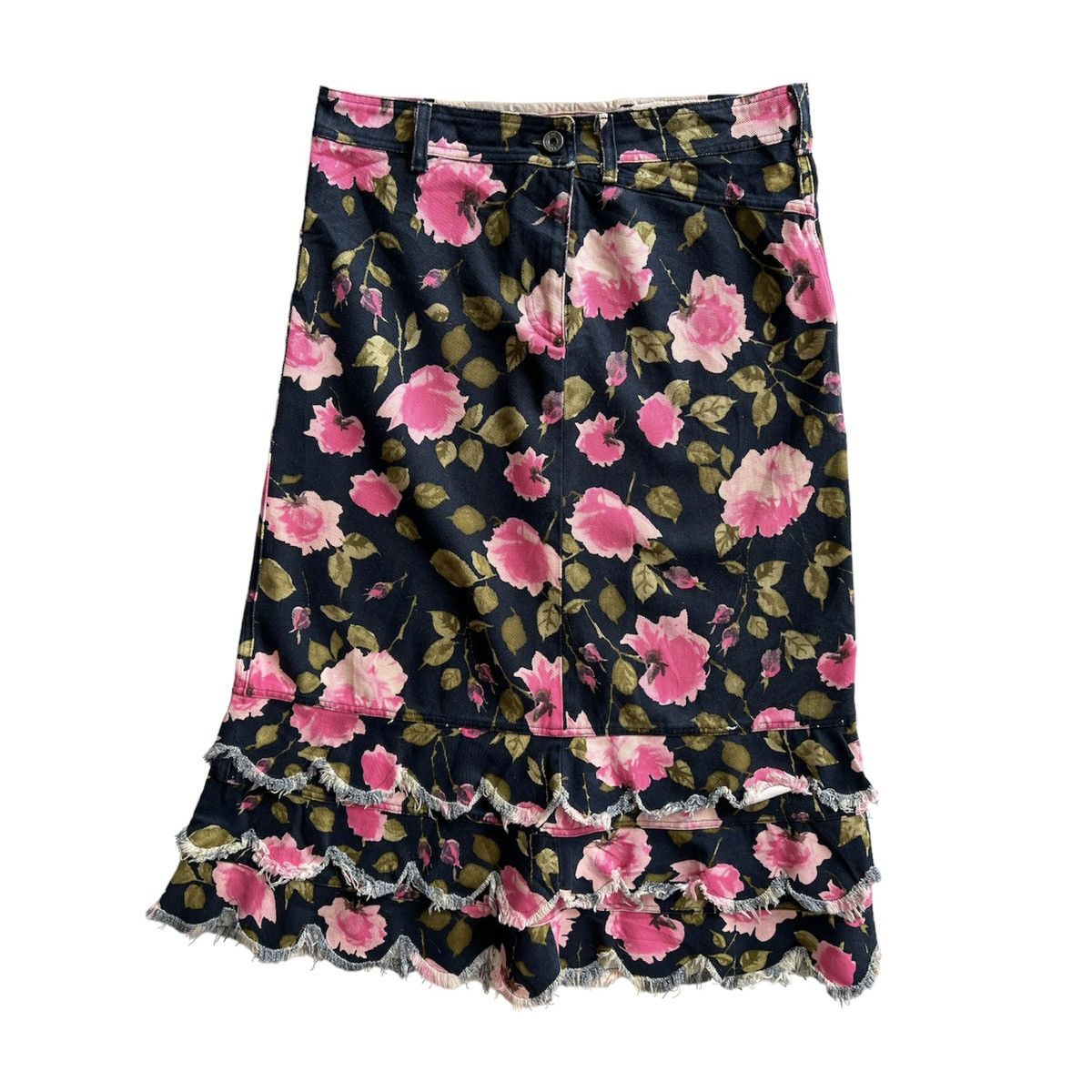 Paul Smith × Vintage Vintage PAUL SMITH FLORAL JEANS SKIRT Size 32" / US 10 / IT 46 - 1 Thumbnail