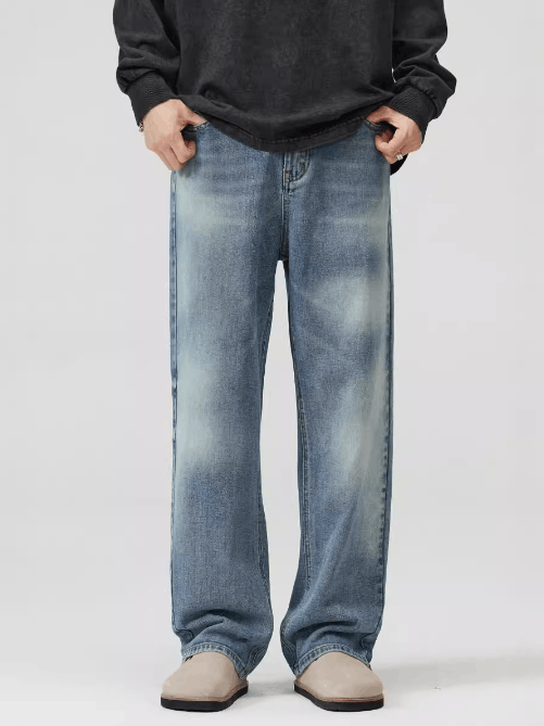 Japanese Brand Blue straight loose washed baggy jeans Size US 32 / EU 48 - 1 Thumbnail