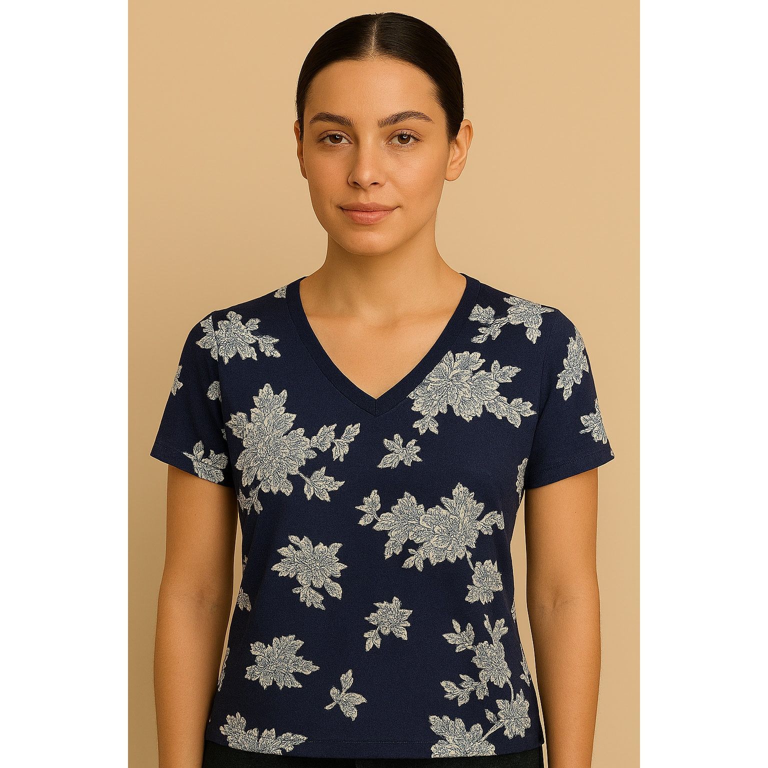 Other NWT LuLaRoe Christy V Navy Floral Top Shirt Blouse SMALL Size S / US 4 / IT 40 - 1 Thumbnail