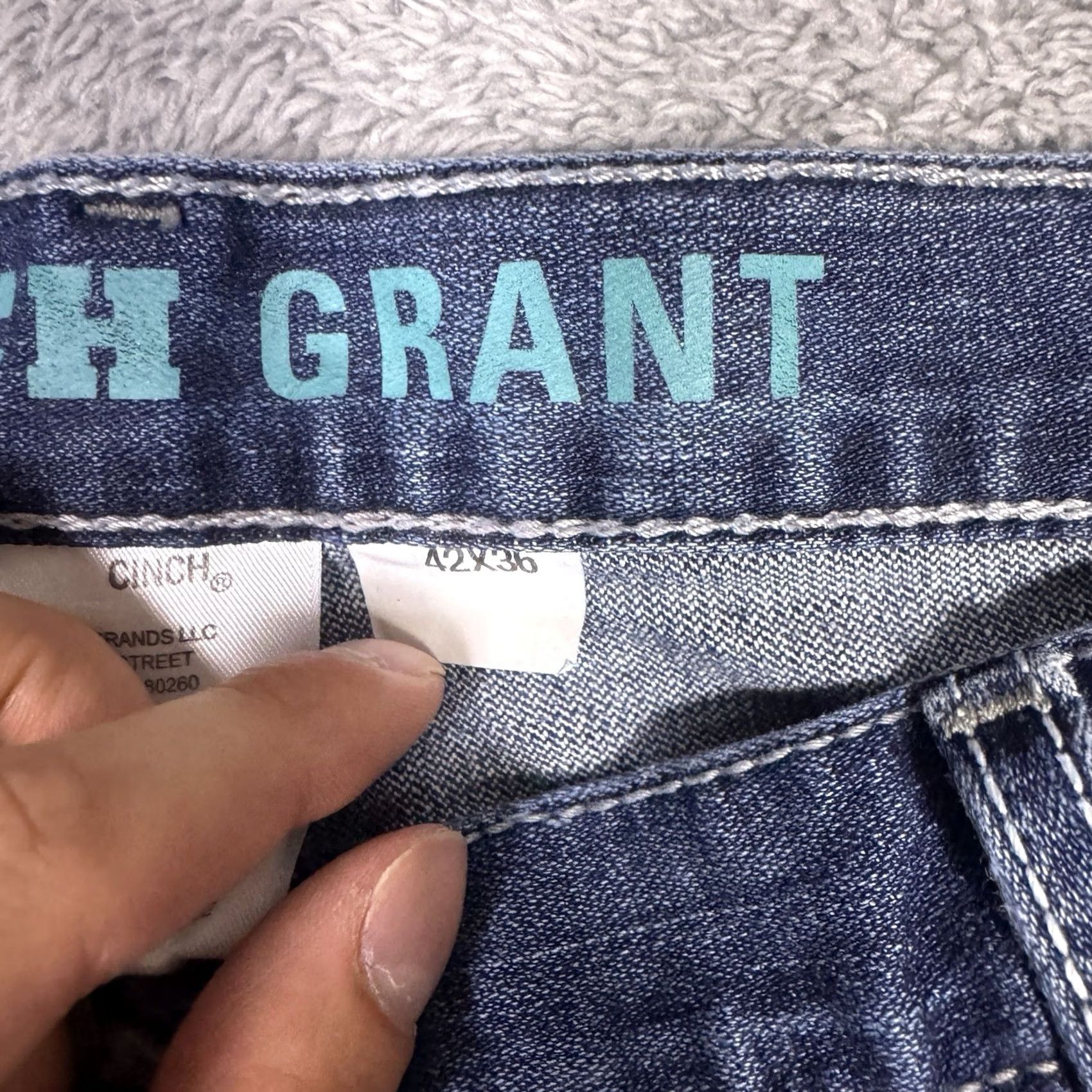 Denime Cinch Grant Mens Jeans 42x36 Wisker Relaxed Bootcut Blue Denim Western Shirt? Size US 42 / EU 58 - 6 Thumbnail