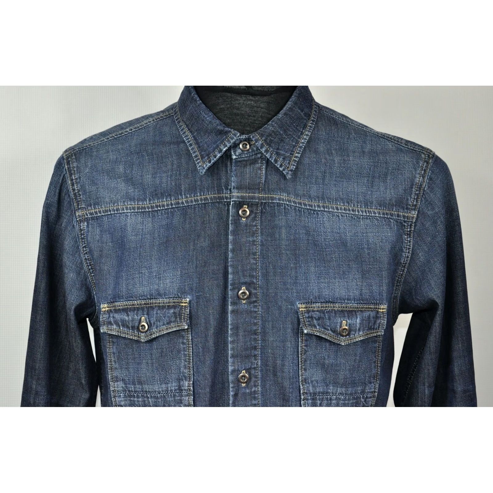 Paige Paige Denim Blue Men Shirt M Size US M / EU 48-50 / 2 - 2 Thumbnail
