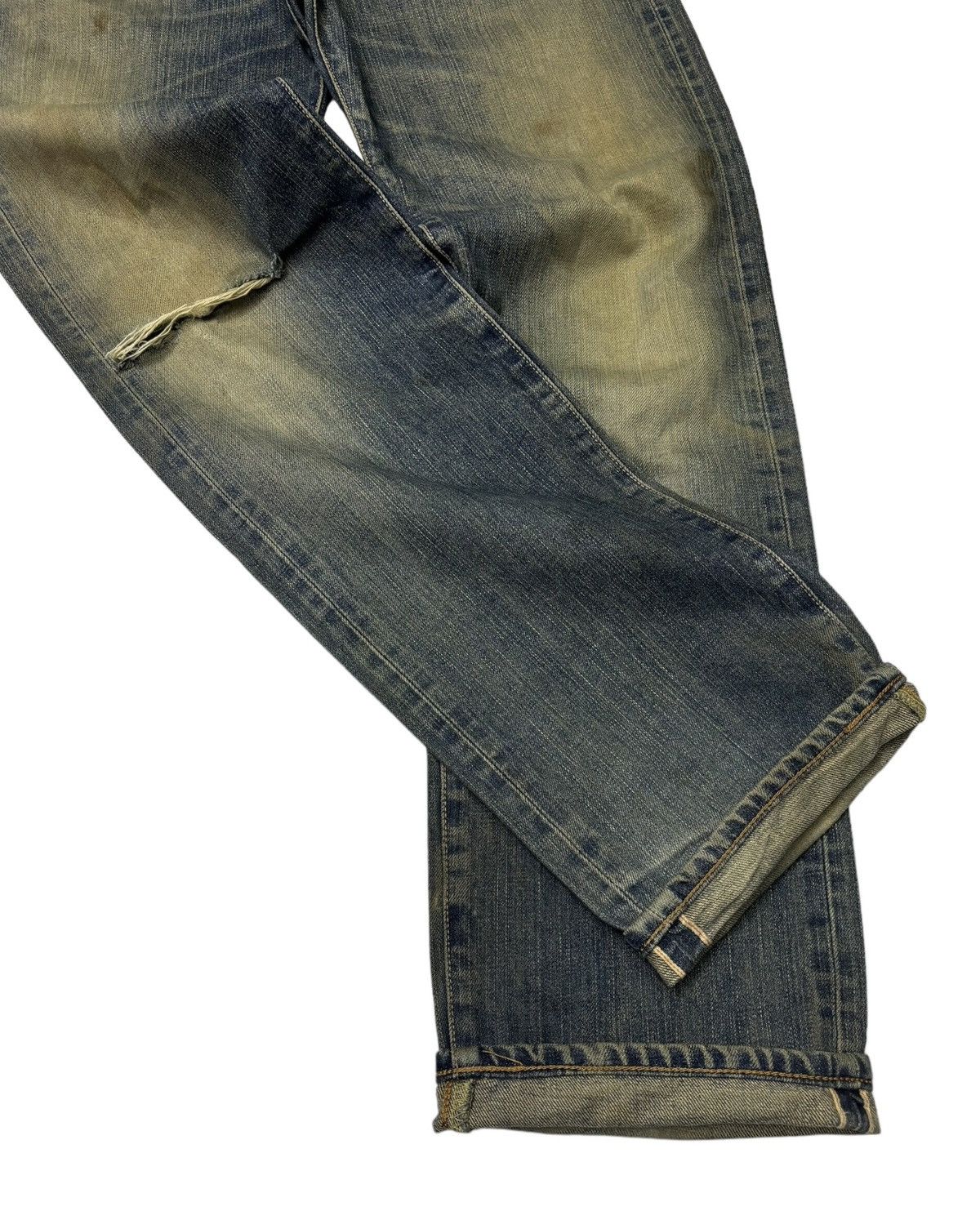 Edwin VINTAGE EDWIN 505XX SELVEDGE BAGGY DISTRESSED DENIM JEANS Size US 31 - 3 Thumbnail