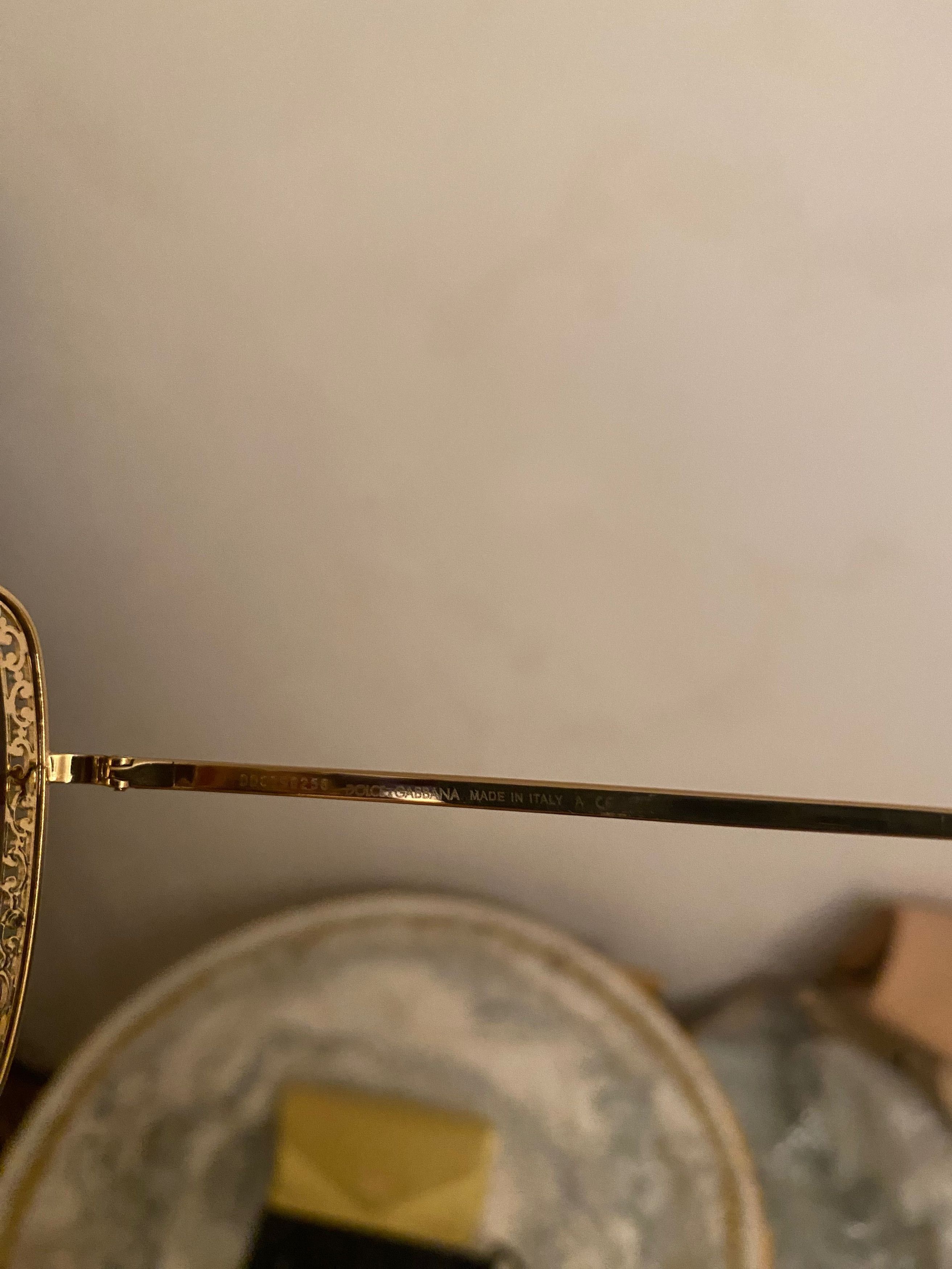 Dolce & Gabbana Dolce Gabbana Metal Square Filigree Gold Sunglasses Size ONE SIZE - 4 Thumbnail