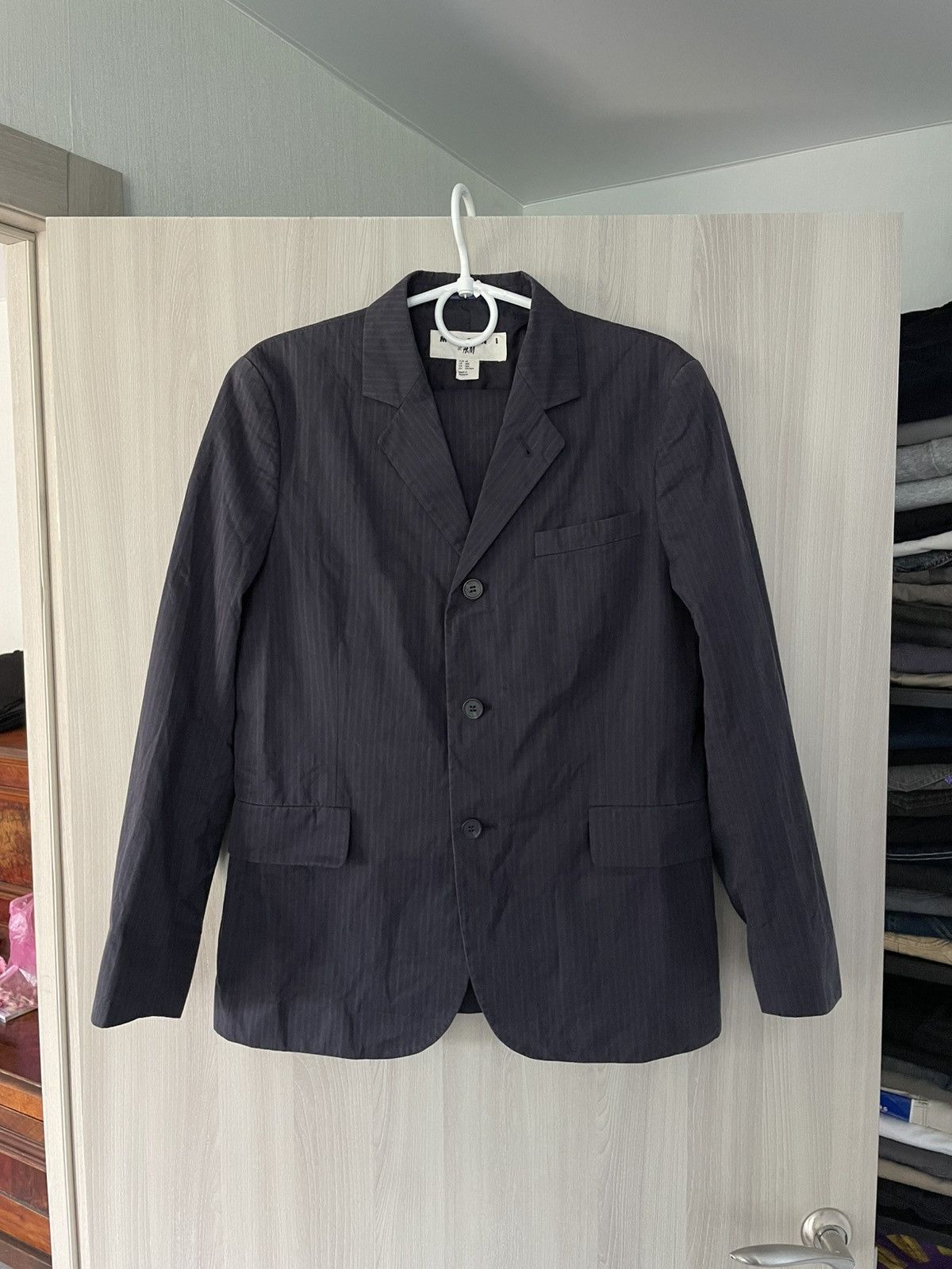 Designer × Marni Marni x H&M Gray Striped Cotton 2 Piece Suit Hypebeast Blaze Size 38R - 4 Thumbnail
