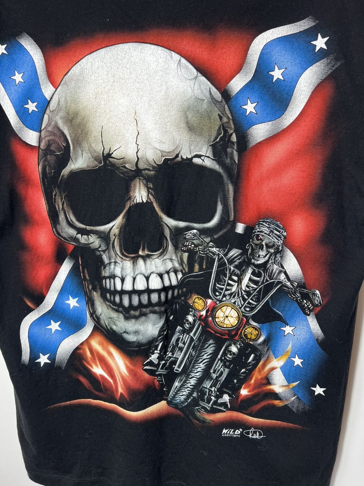 Vintage Vintage streetwear Wild Y2K Harley Style AOP Skull Biker Tee Size US M / EU 48-50 / 2 - 7 Thumbnail