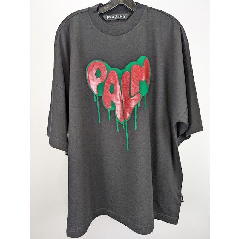 Palm Angels o1rshd1 Spray Heart Loose T-Shirt in Black / Fuchsia Size US S / EU 44-46 / 1 - 2 Thumbnail